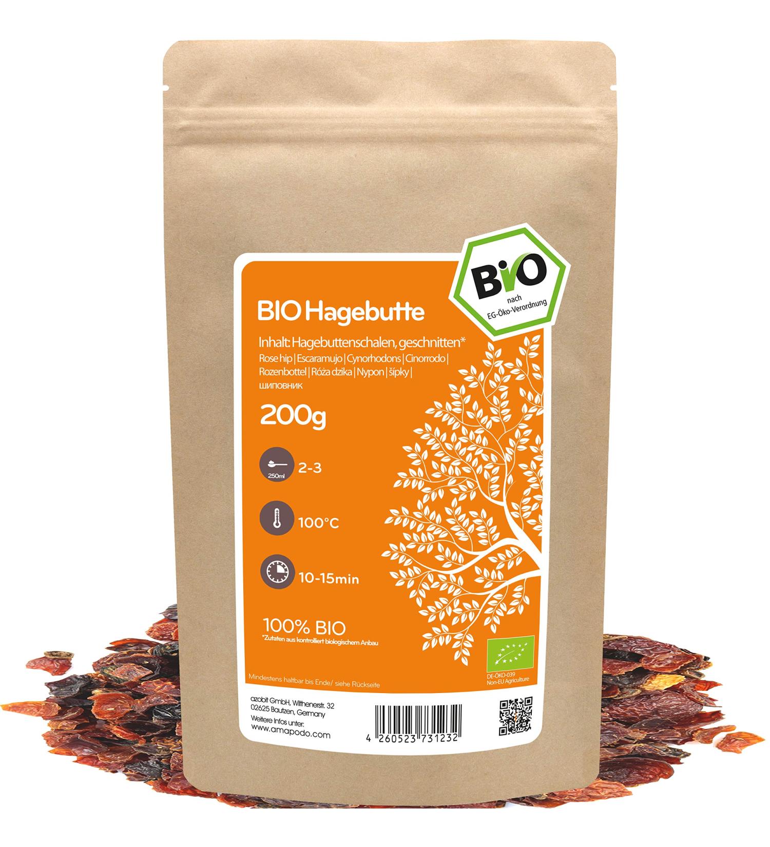 Organic Rose Hip Dried 200g - Premium Rosehip Tea & Berry for Healthy Living - Perfect Gifts for Women - Amapodo - Buy Online on GoSupps.com