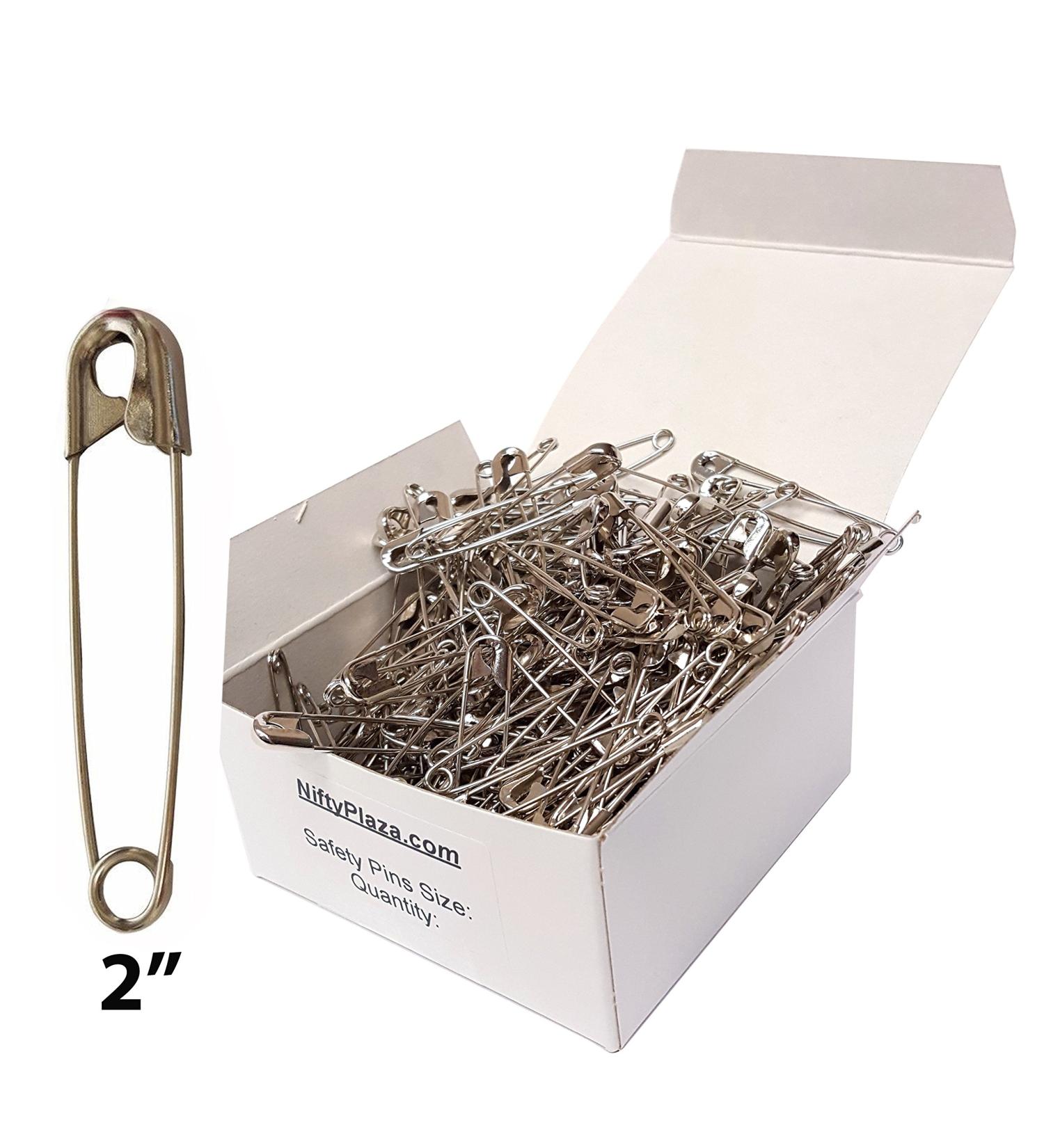 Extra Large 2 Silver Safety Pins - Heavy Duty Rust Resistant - 100 Bulk Safety Pins for Diapers, Laundry, Hijab | NiftyPlaza - Buy Online on GoSupps.com