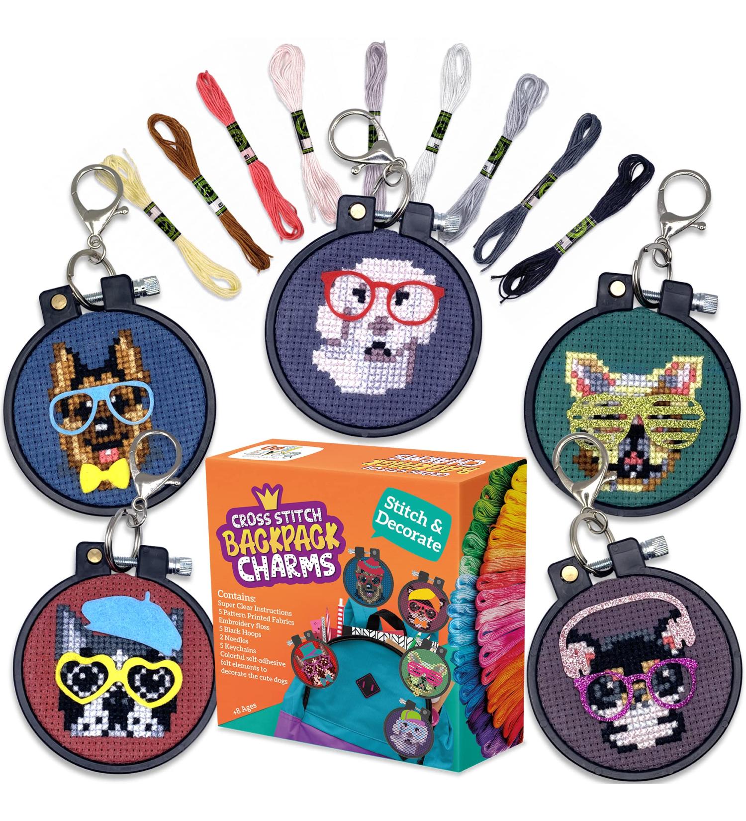 Stamped Cross Stitch Kits for Kids - Beginner Needlepoint & Embroidery Set (Dogs) - Buy Online on GoSupps.com