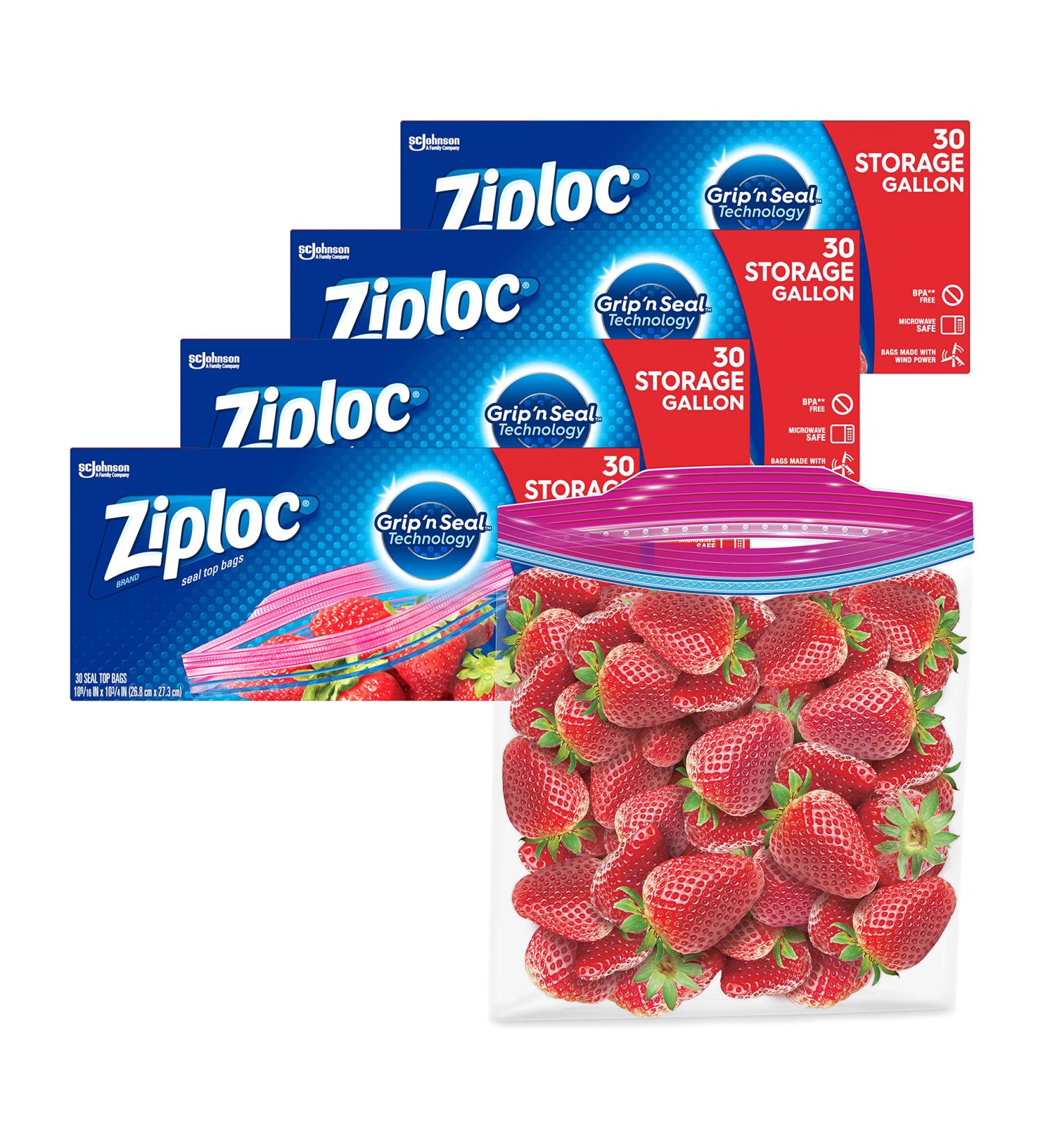 Ziploc Gallon Food Storage Bags - Grip 'n Seal Technology - 120 Total Bags - Buy Online on GoSupps.com
