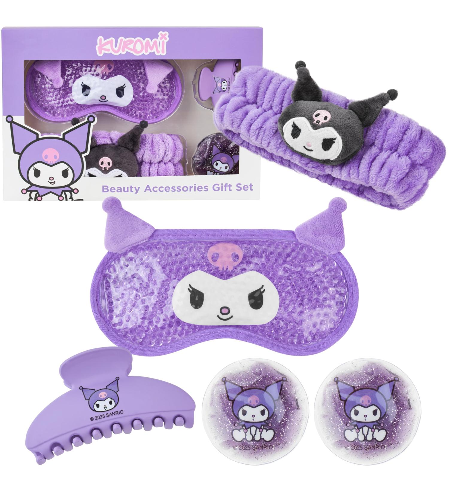 Hello Kitty Sanrio Kuromi Beauty Set for Women Teens with Cooling Gel Eye Mask Plush Skincare Headband Claw Clip Eye Pads Kawaii Gifts for Women (Purple Kuromi) - Buy Online on GoSupps.com