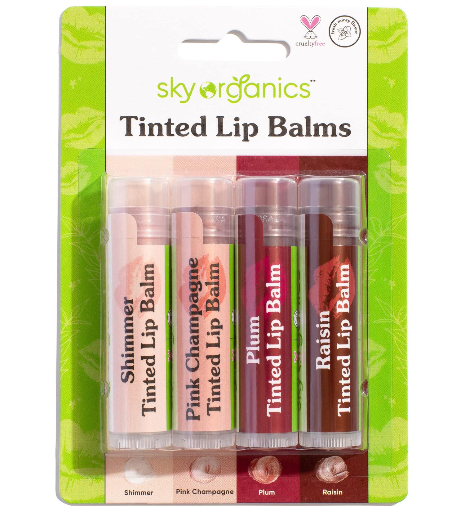 Sky Organics Tinted Lip Balms 4 Pack - Natural & Moisturizing | 0.15 oz Each - Buy Online on GoSupps.com