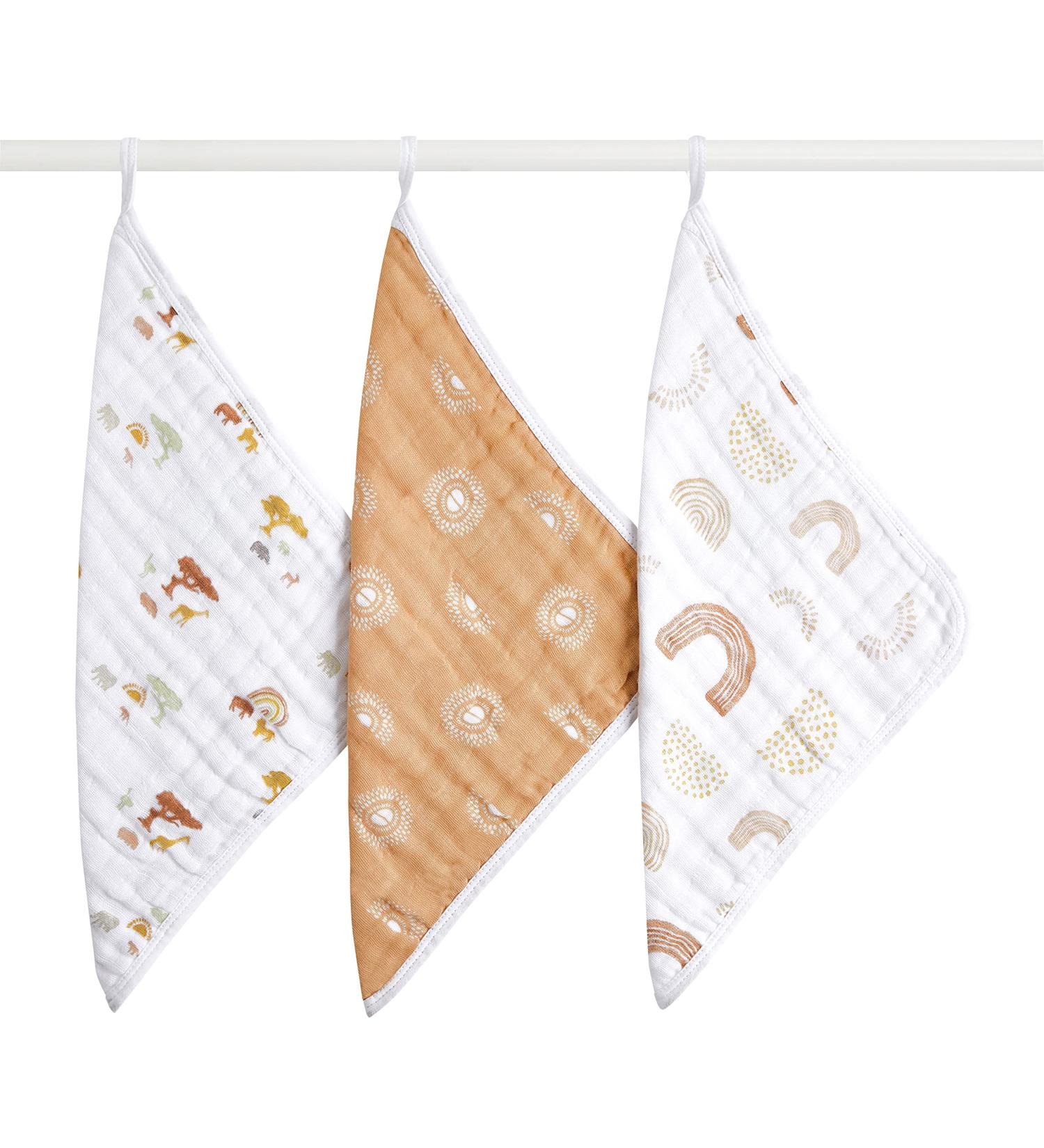 aden + anais Classic Boutique Washcloth Set Super Soft 100% Cotton Muslin 3-Pack Keep Rising