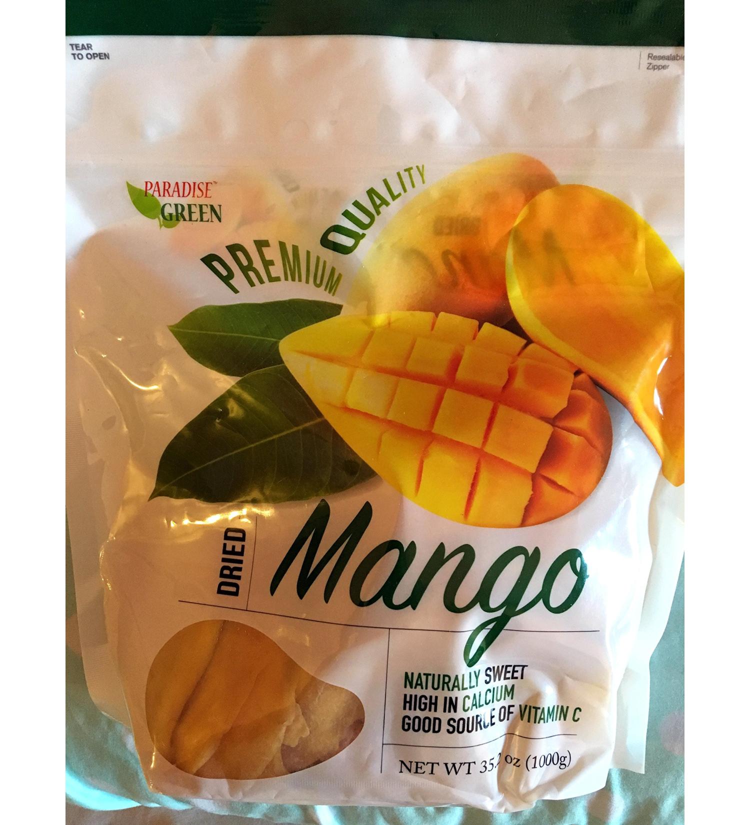 Paradise Green Dried Mango Premium Quality 35 Oz (1 Pack) 2.18 Pound (Pack of 1)