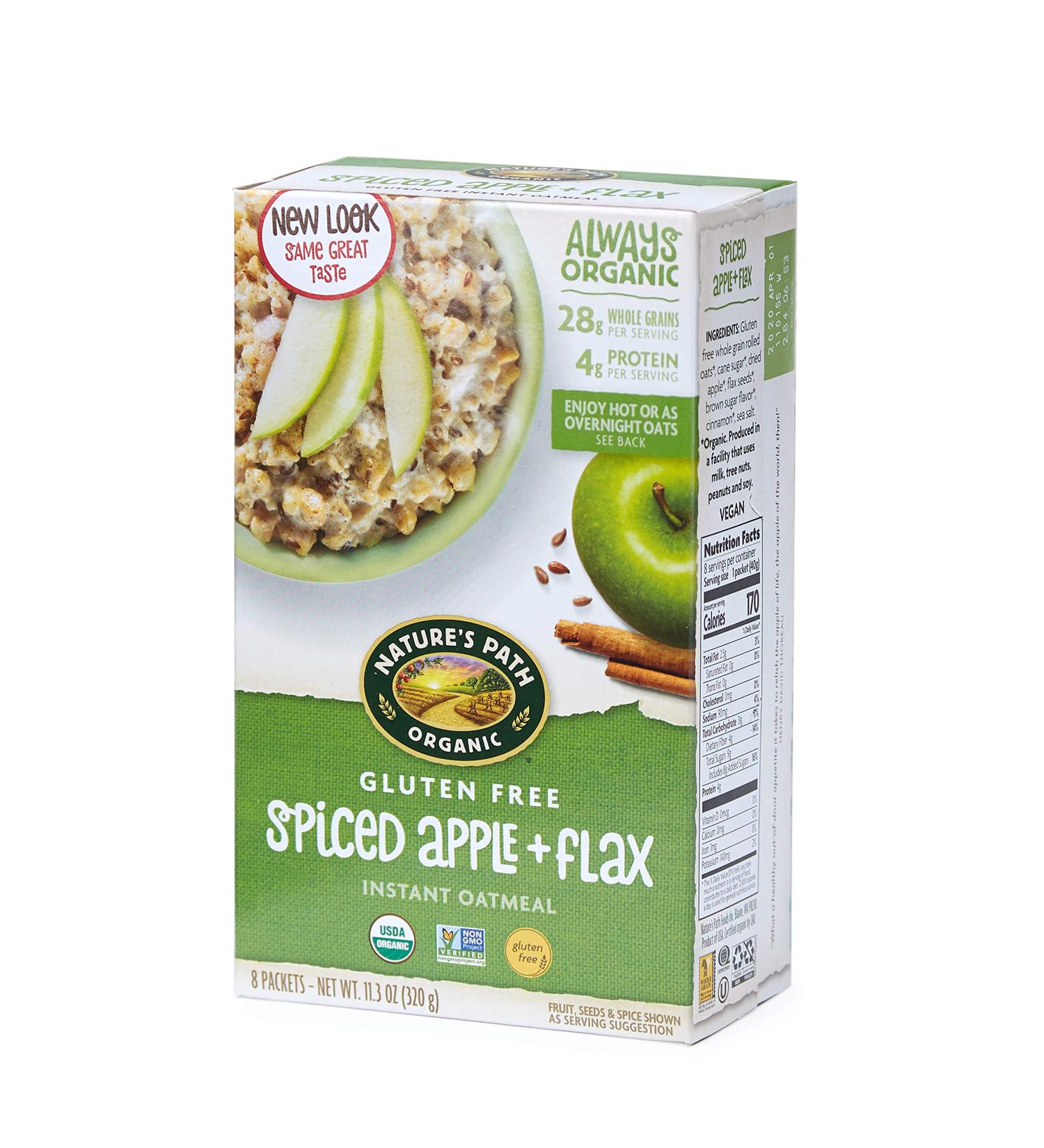 Nature's Path Organic Gluten Free Spiced Apple Oatmeal 48 Pack - Non-GMO, Heart Healthy Flax, 28g Whole Grains - Buy Online on GoSupps.com