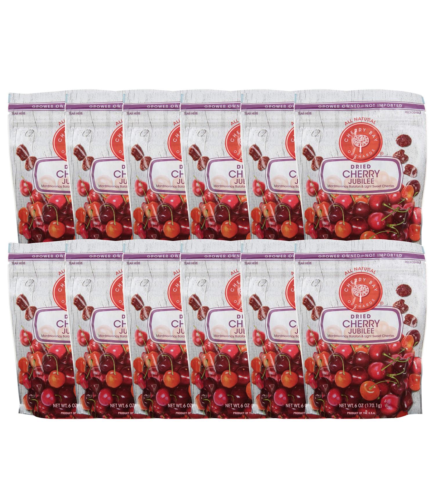 Cherry Bay Orchards Dried Cherry Mix - 12 Packs of 6oz | 100% Natural & Kosher | Montmorency Balaton & Sweet Cherries | Gluten-Free & GMO-Free - Buy Online on GoSupps.com