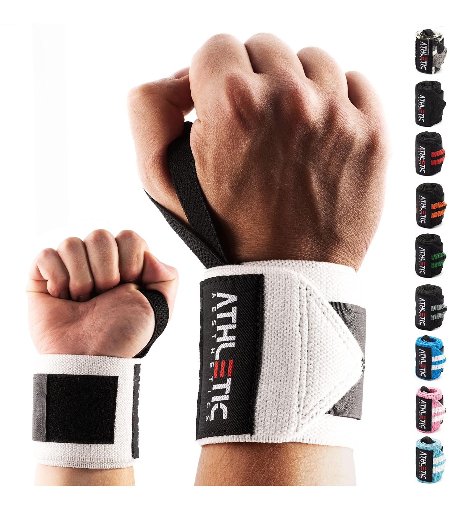 Buy Athletics Aesthetics Wrist Bandages - 45cm Fitness Wrist Wraps for Strength Training Bodybuilding & CrossFit - White Wrist Support - Buy Online on GoSupps.com