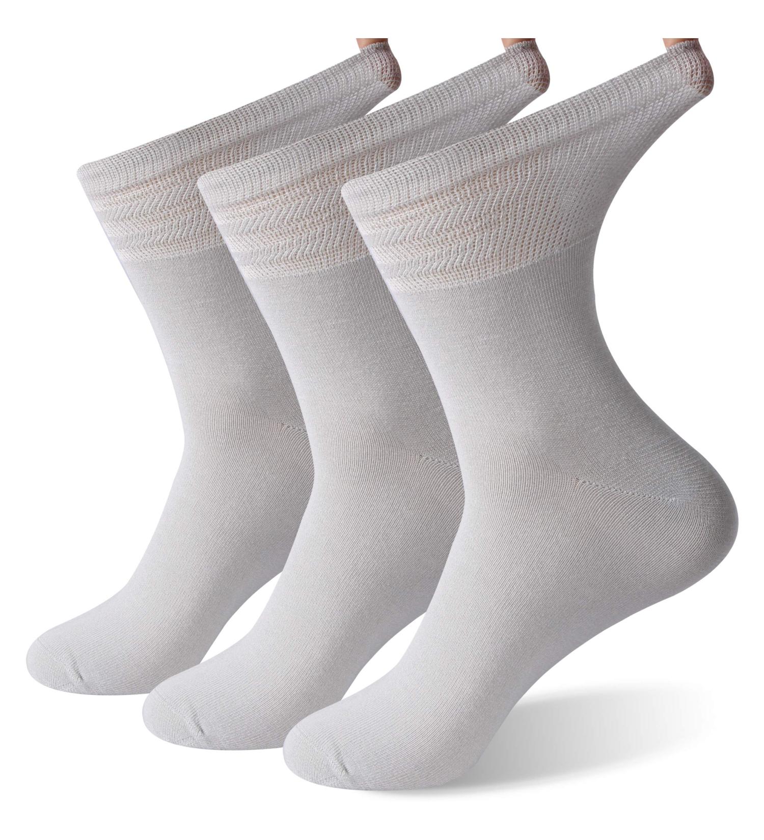 Sunew Bamboo Diabetic Socks - Unisex Non-Binding Moisture Wicking Crew Dress Socks - 3 Pairs Grey, X-Large - Buy Online on GoSupps.com