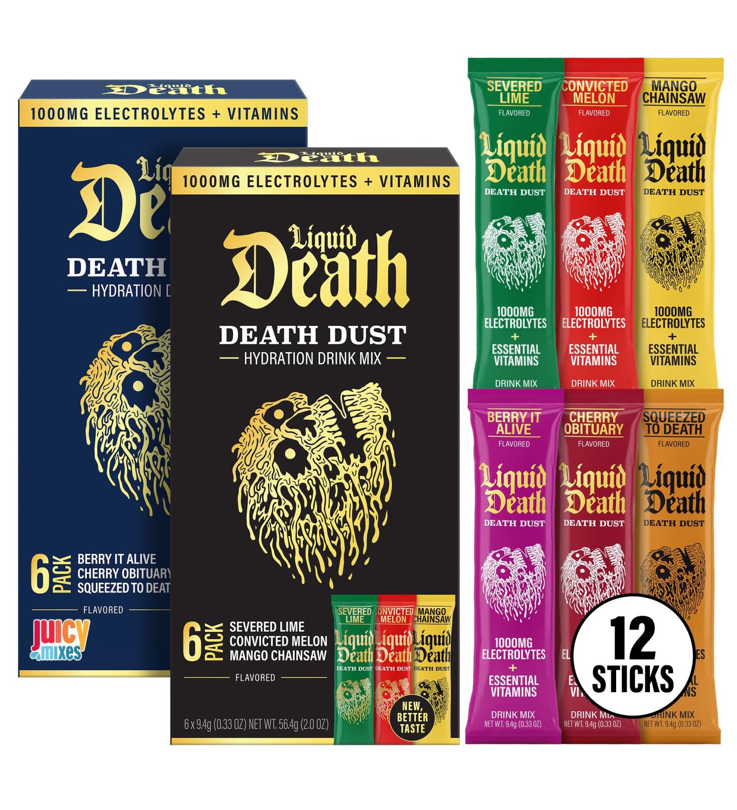 Juicy Mixes Liquid Death Electrolyte Death Dust Classics Variety Pack (12-Pack) - Buy Online on GoSupps.com
