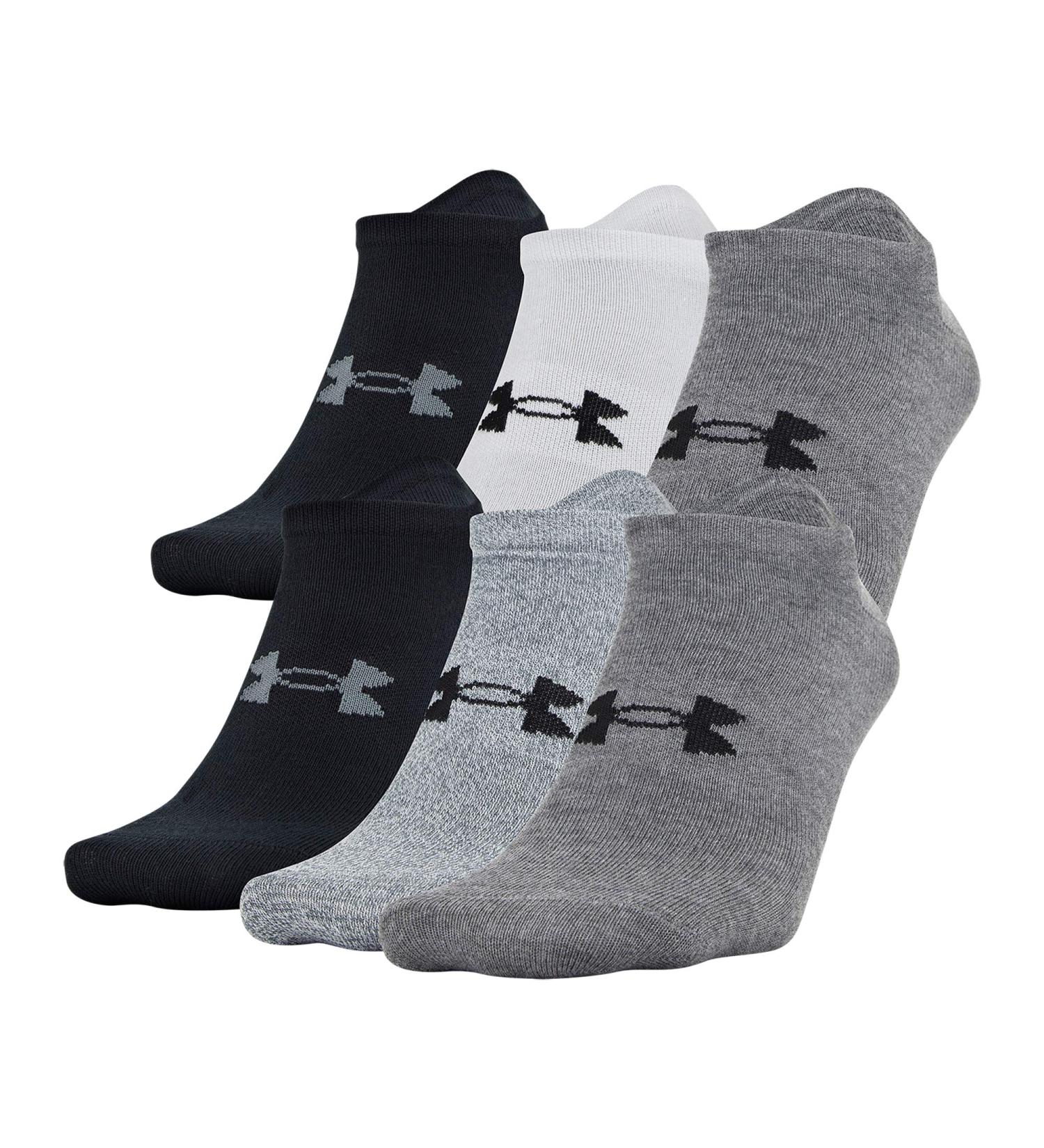Under Armour Adult Essential Lite No Show Socks 6-Pack - Gray Assorted Large - Buy Online on GoSupps.com