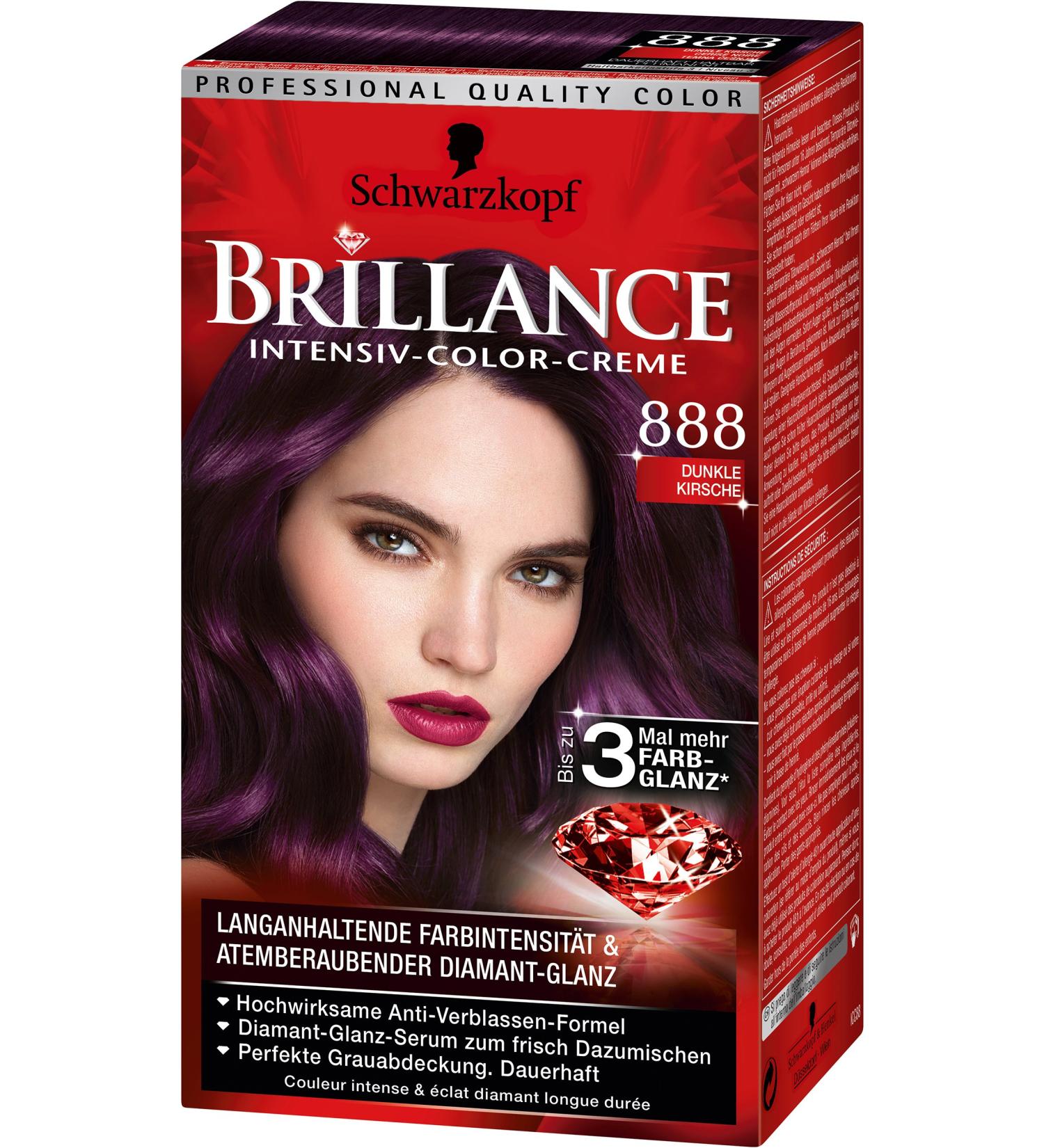 Brillance Intensiv-Color-Creme 888 Dunkle Kirsche 3Pack (3 x 143 ml)