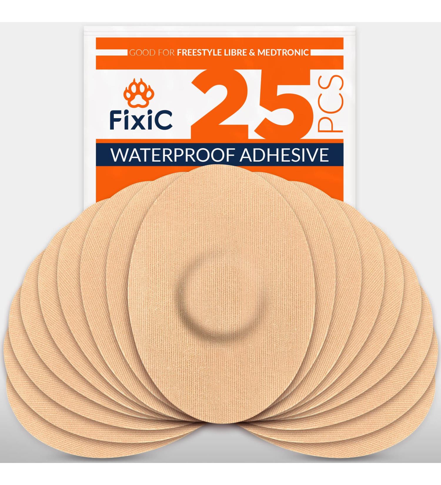 FixiC Freestyle Adhesive Patches 25 PCS - Waterproof Pre-Cut Covers for Libre 1 & 2, Enlite, Guardian - Tan Color - Best Sensor Fixation Solution - Buy Online on GoSupps.com