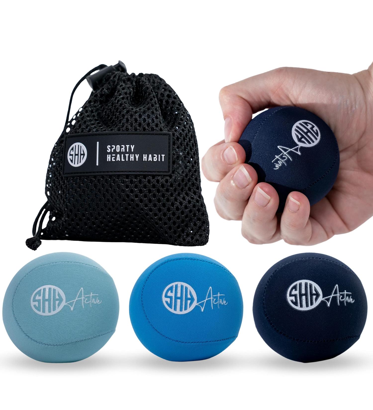 Hand Therapy Stress Ball 3 Pk for Adults Relieve Stress & Strengthen Hands, Fingers, Wrists Variety of Colors 2.36-inch Grip Strength Trainers w/ 3 Levels + Bonuses Azure, Royal Blue, Ultramarine - Buy Online on GoSupps.com