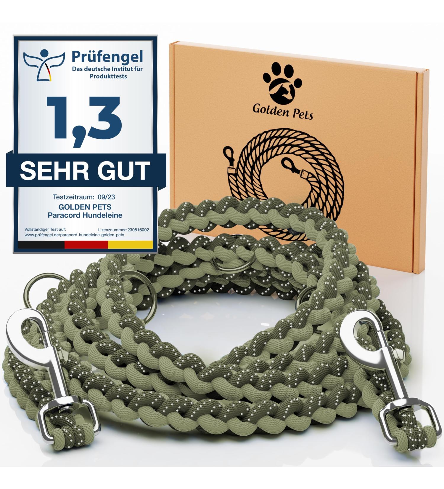 Premium 2m Reflective Dog Leash - Adjustable Weatherproof & Tearproof Paracord for Small to Large Dogs - Olive Green Up to 250kg - Buy Now! - Buy Online on GoSupps.com