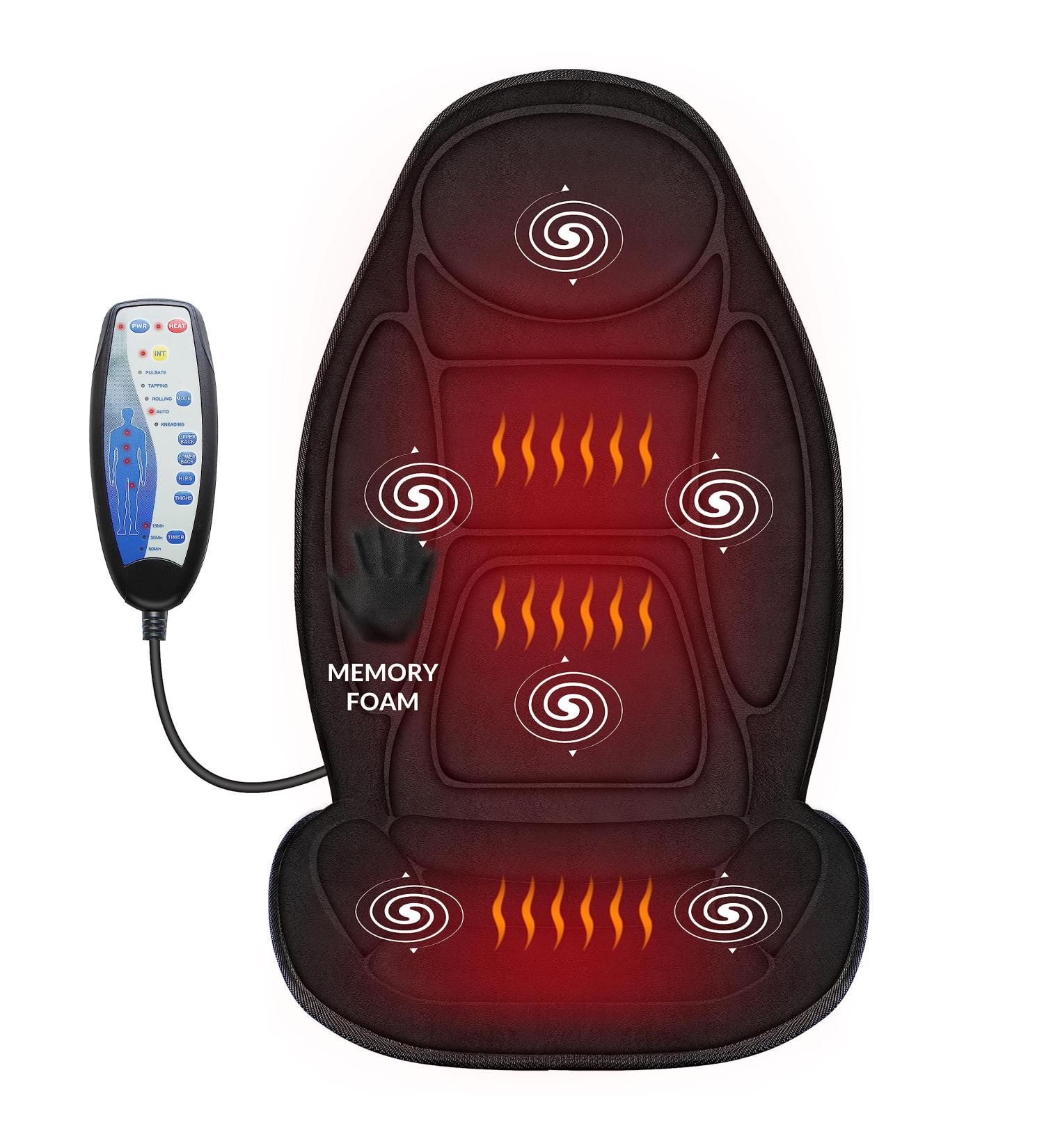 Snailax Memory Foam Massage Seat Support - Heated & Vibrating Back/Neck Massager | Perfect Gift for Men & Women - Buy Online on GoSupps.com
