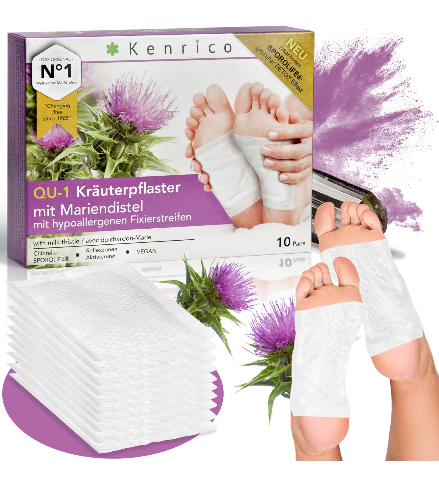 Kenrico Qu-1 Herbal Detox Foot Patch | 100% Vegan Detoxification Plaster for Body Detox - Buy Online on GoSupps.com