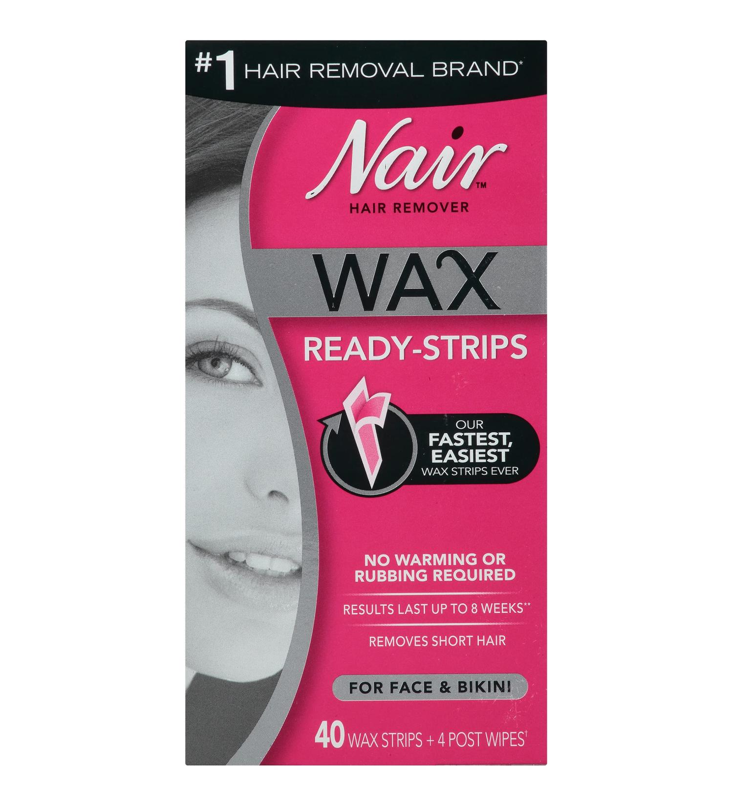 Nair Hair Remover Wax Ready-Strips 40 Count for Face and Bikini - Fast Hair Removal - Buy Online on GoSupps.com