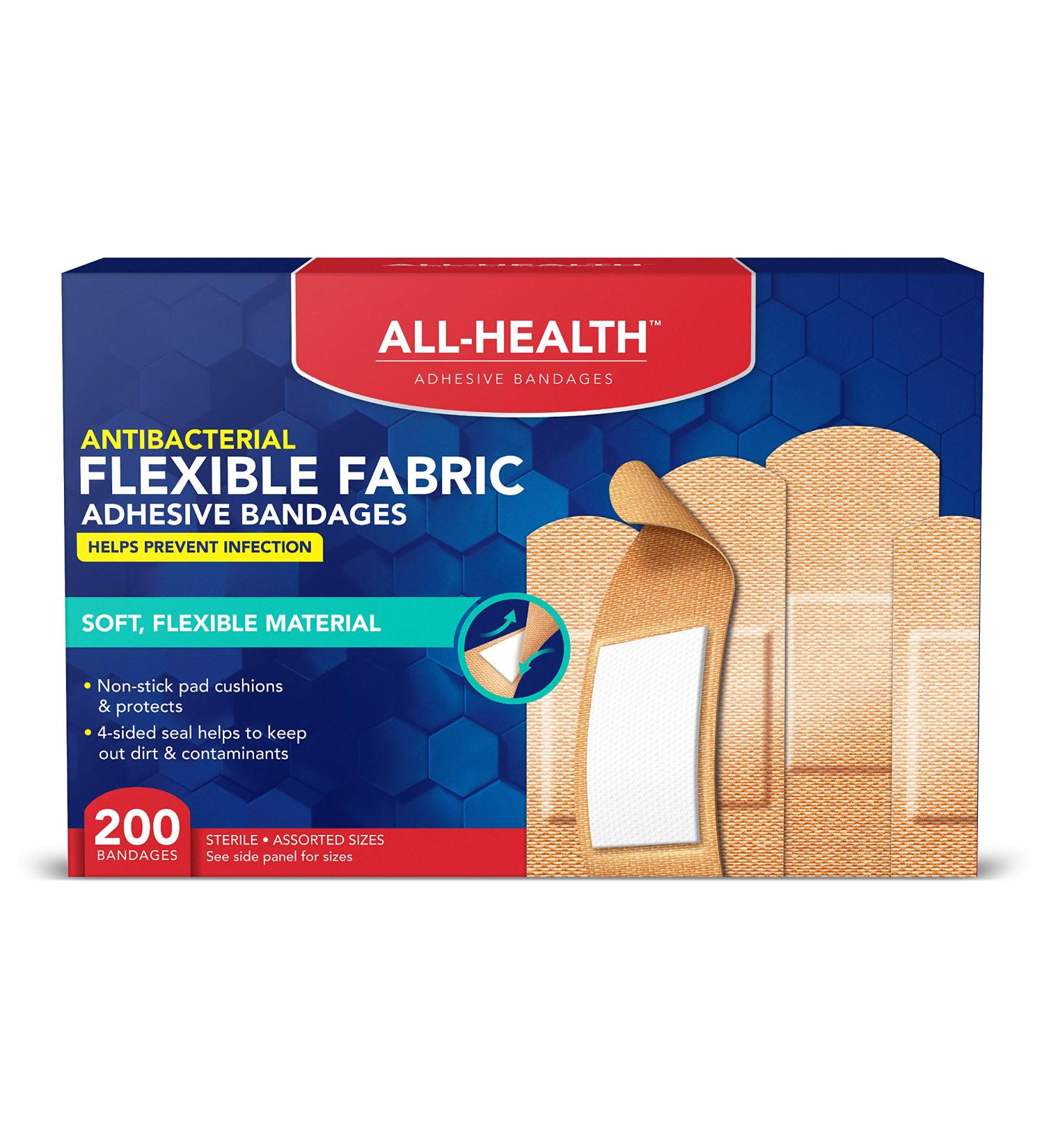 All Health Fabric Adhesive Bandages - 200 Count Assorted Sizes Variety - Buy Online on GoSupps.com