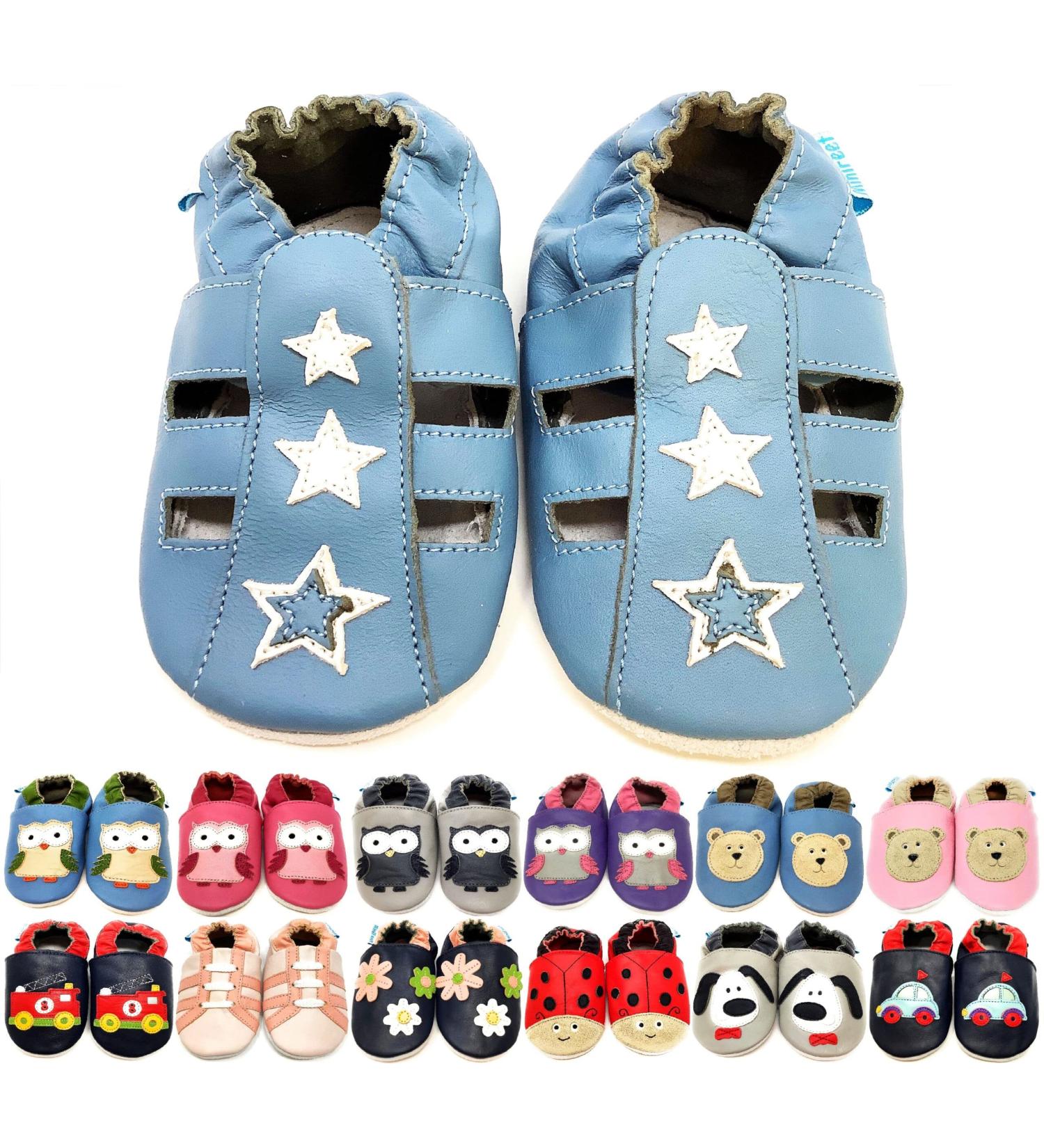 MiniFeet Premium Soft Leather Baby Shoes - Buy 4 Pairs, Get 1 Free! Toddlers Shoes 0-6 Months to 4-5 Years - Blue Sandal - Buy Online on GoSupps.com