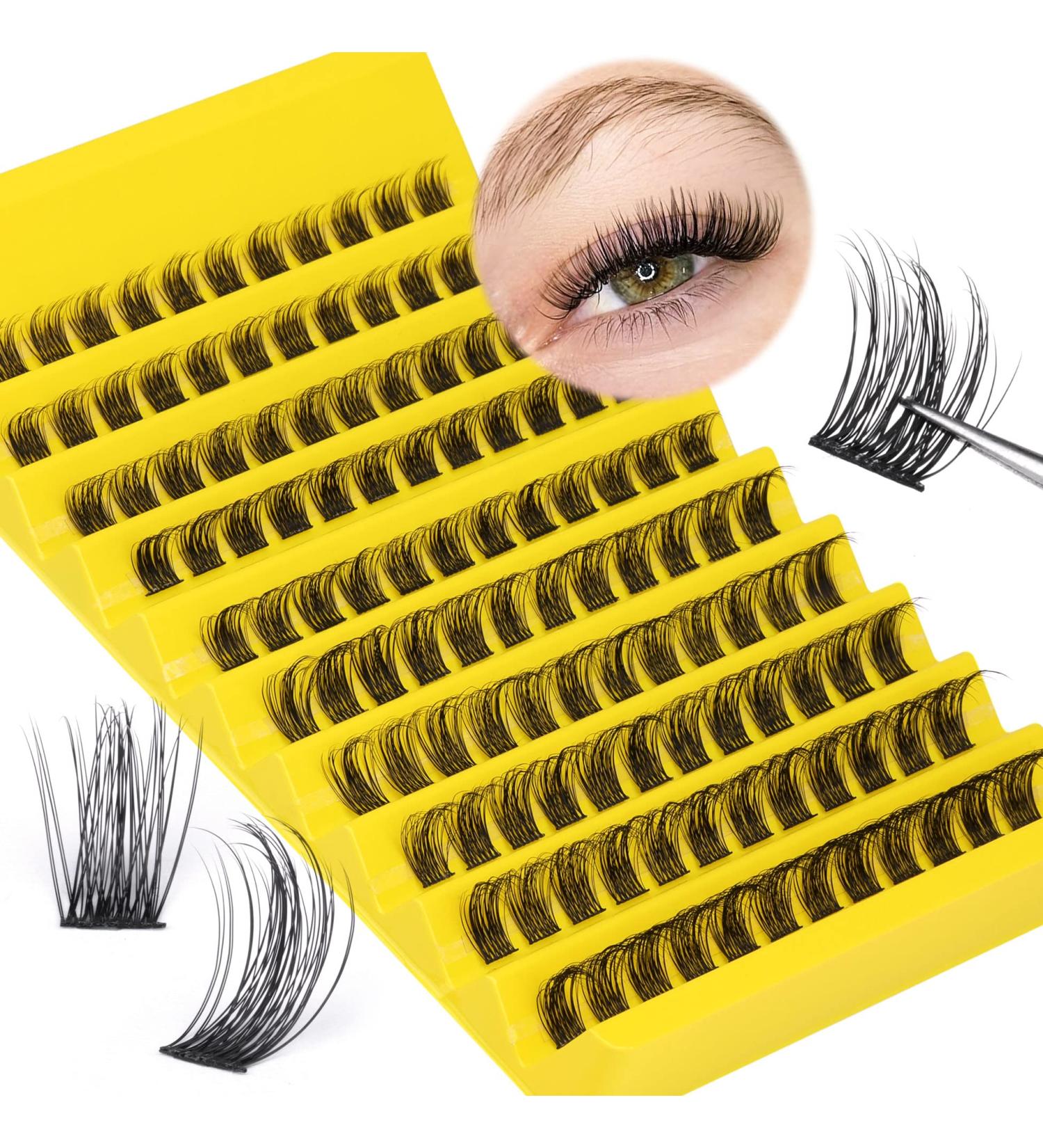 Newcally Lash Clusters 120pcs 10-16mm DIY Individual Eyelash Extensions - Wispy Natural C D Curl False Eyelashes - Buy Online on GoSupps.com