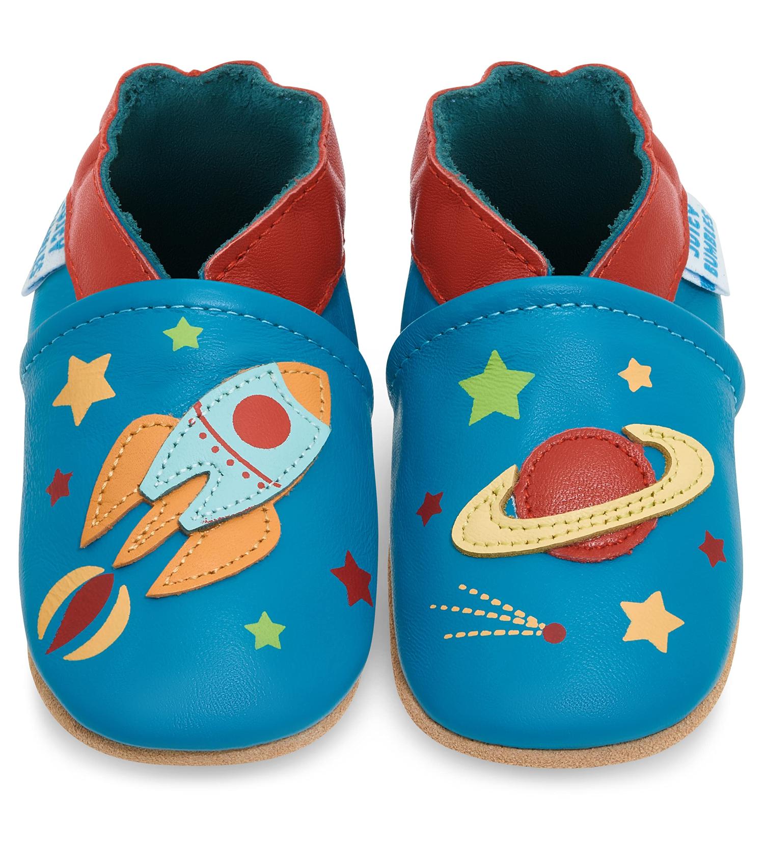 Soft Sole Baby Shoes for 18-24 Months, Leather Toddler Shoes - Spaceship Design - Buy Online on GoSupps.com
