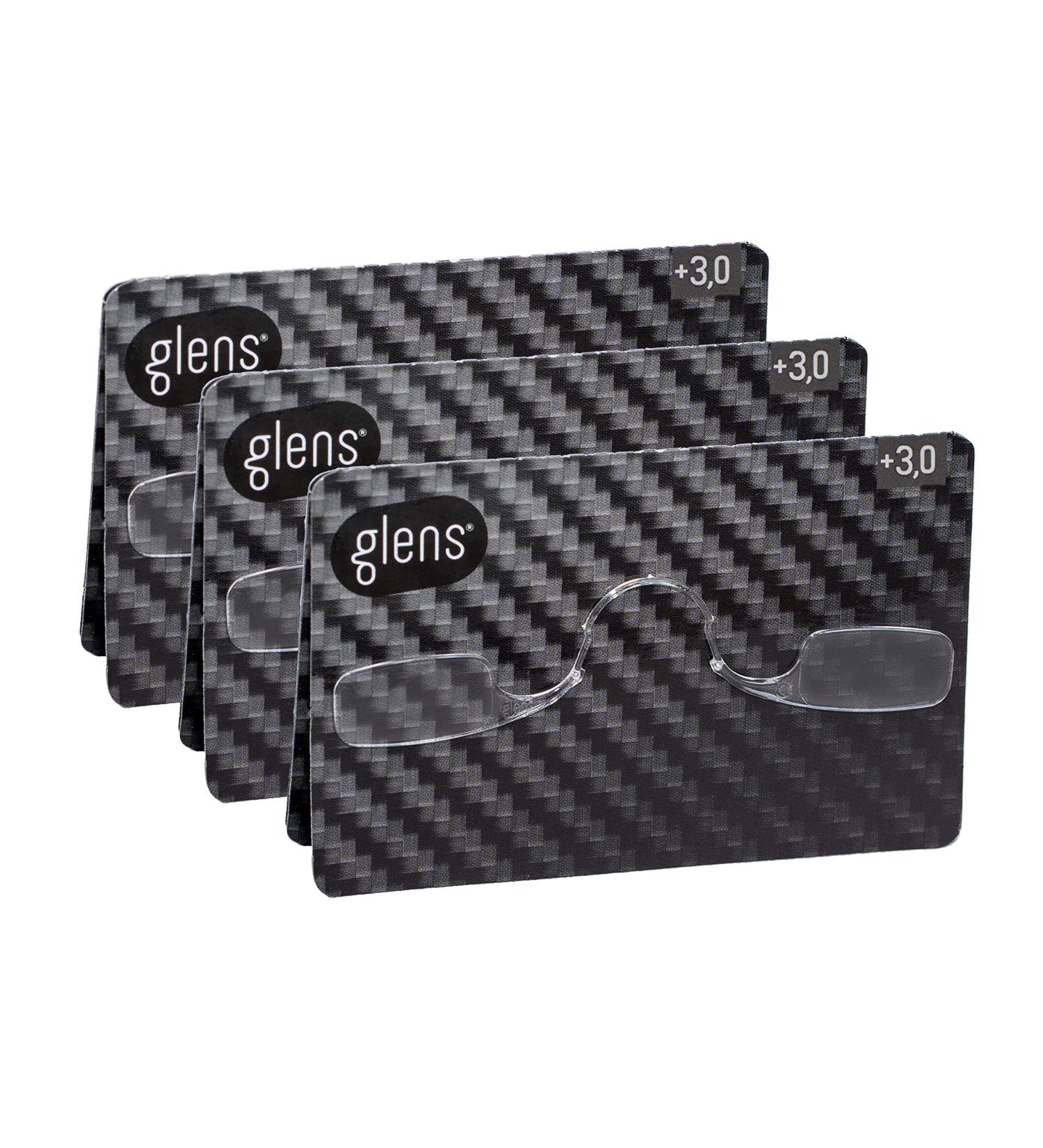 Glen's Mini Reading Glasses +3.0 | 3-Pack Non-Slip Armless Glasses | Pocket-Sized Emergency Reading Glasses for Men & Women | Multiple Strengths Available - Buy Online on GoSupps.com