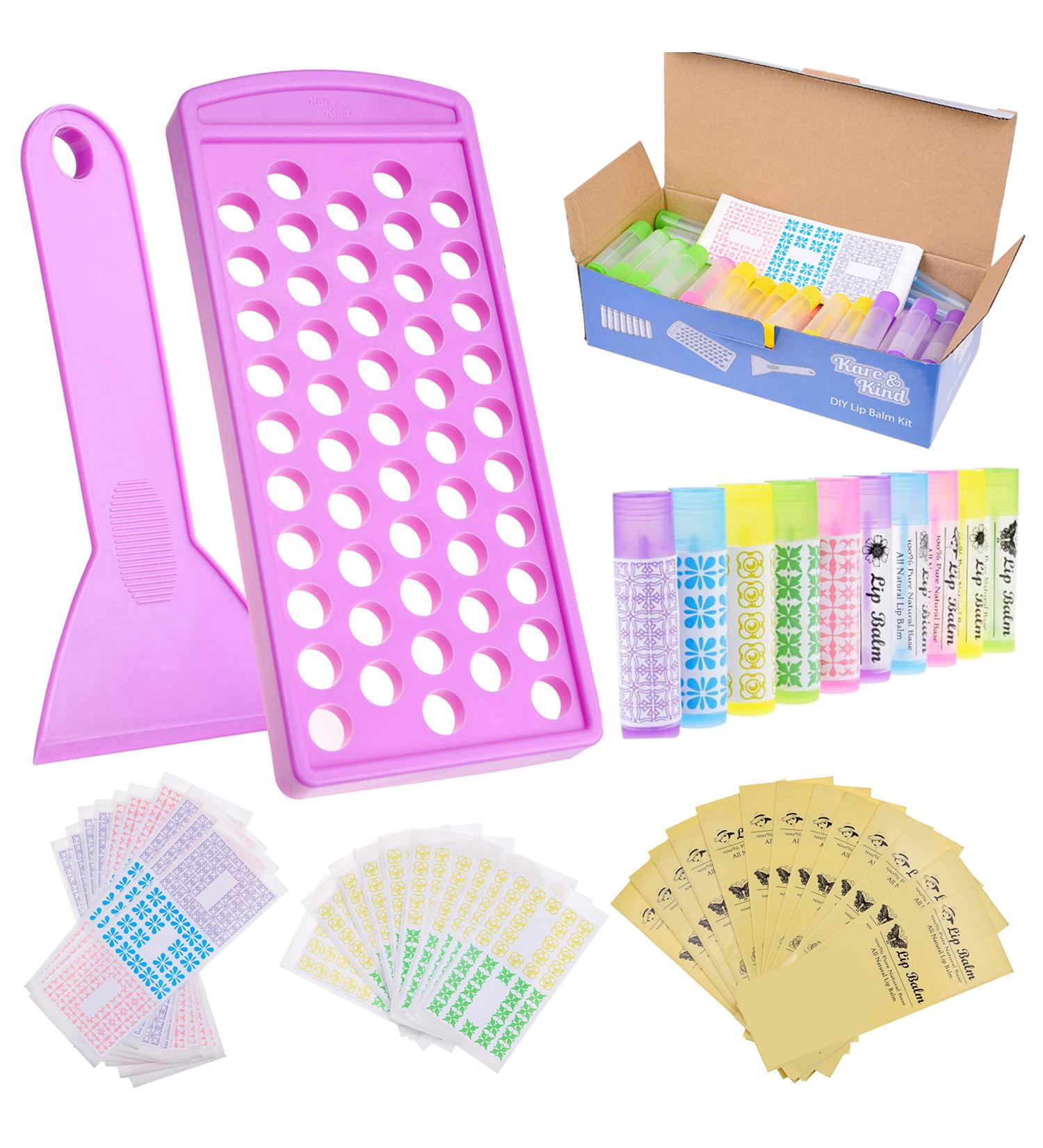 Shop Kare & Child Lip Balm Handling Set - 50 Empty Tubes Spatula & Stickers | Perfect for DIY Lip Balm Filling - International Shipping Available - Buy Online on GoSupps.com