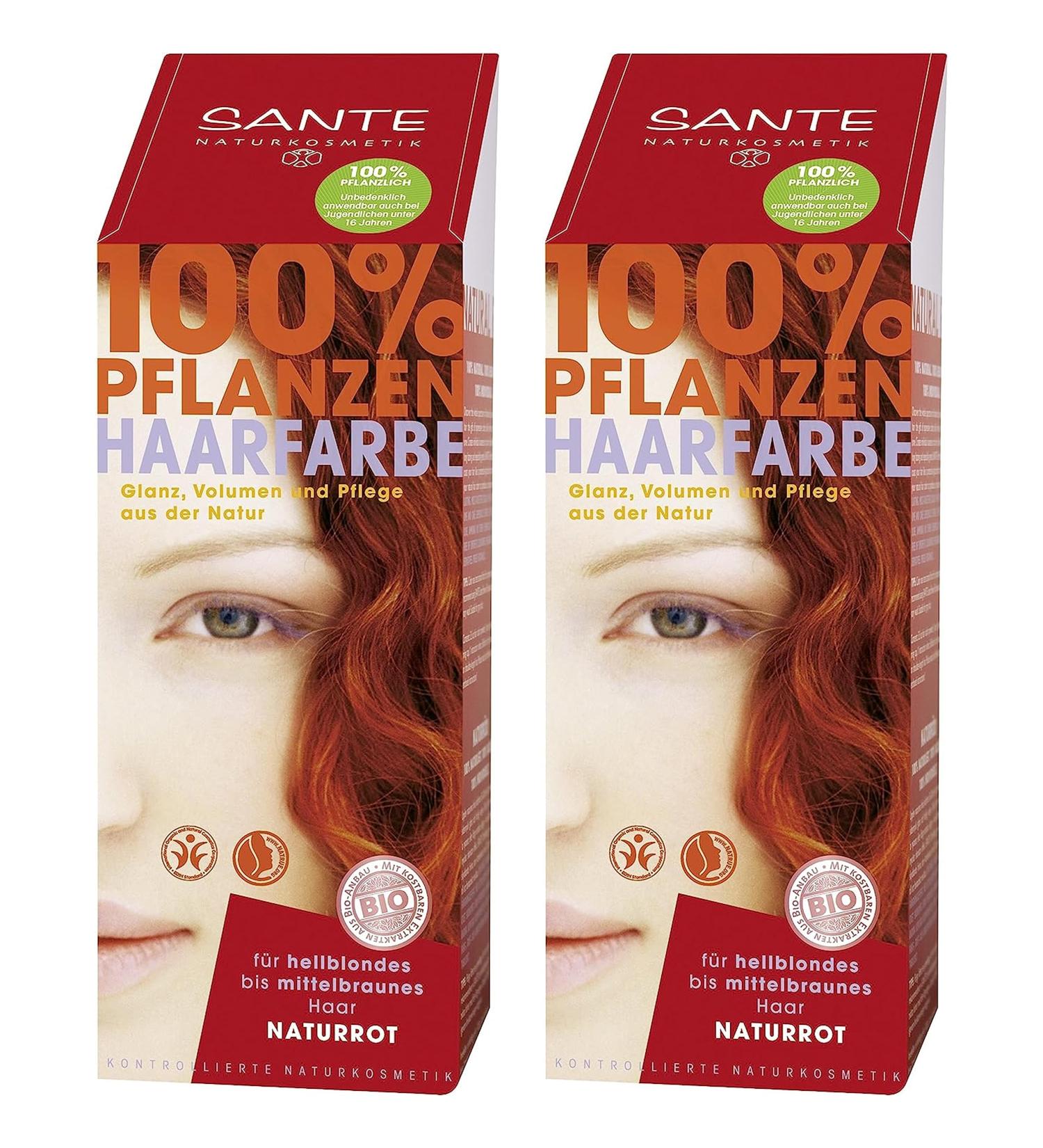 Sante herbal hair colour hair colour in a double pack natural red 2 x 100 g in a set for a great colour experience Red 100 g (pack of 2)