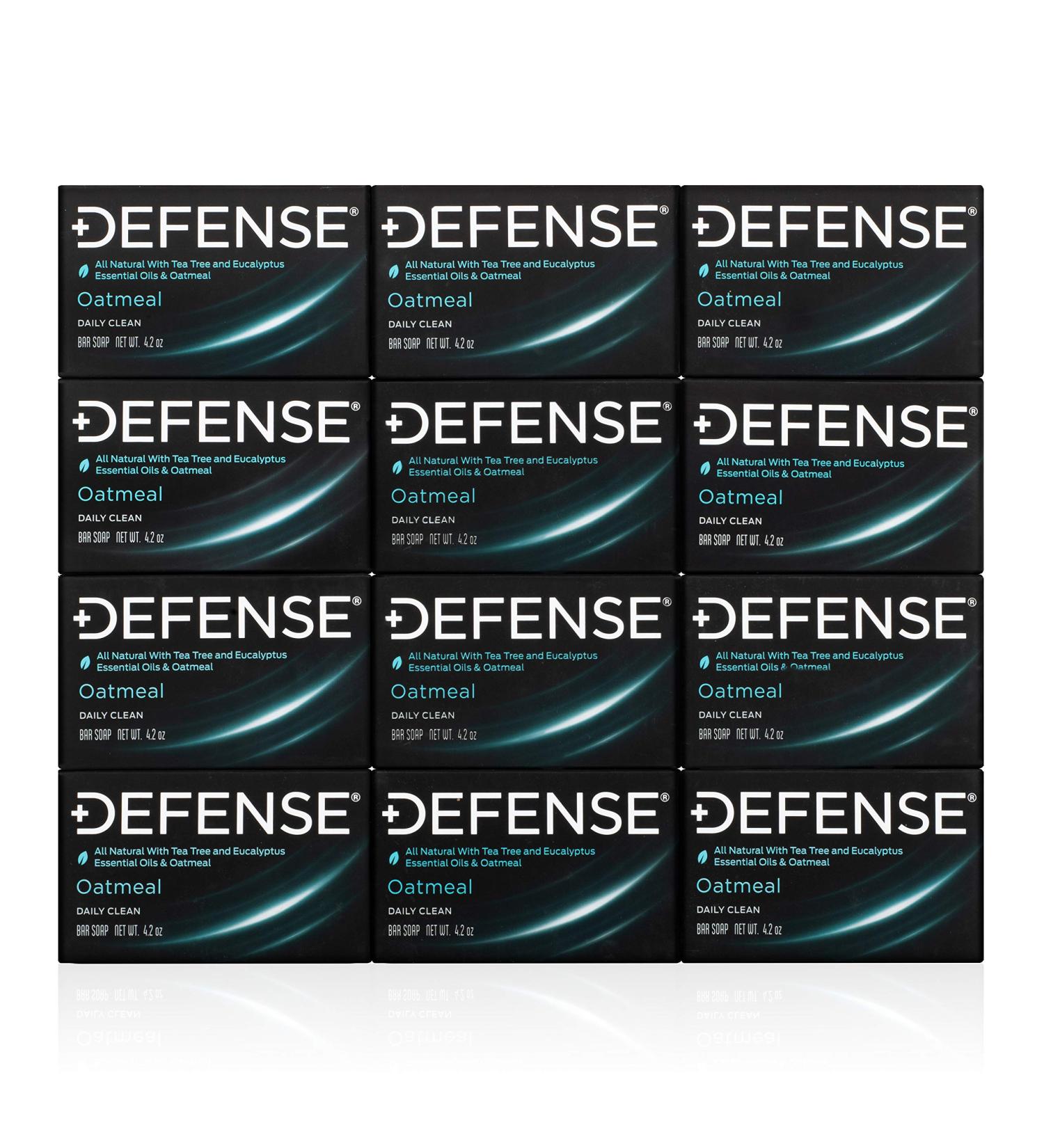 Defense Soap 12pk Oatmeal Bar Soap for Men - All Natural with Tea Tree & Eucalyptus Oil for Healthy Skin | International Shipping Available - Buy Online on GoSupps.com