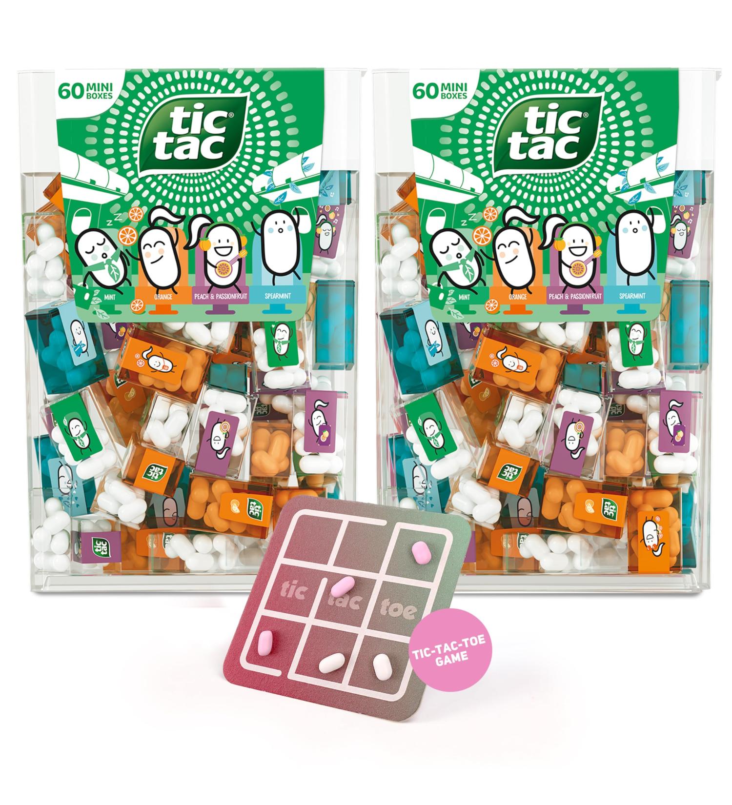 Tic Tac Travels Pack Double Travel Mix 60 Mini-Bo tes par Pack (4 Saveurs) + Jeu de Morpion 120 Bonbons Mini pour v nements coles Cadeaux Bureau et F tes - Buy Online on GoSupps.com