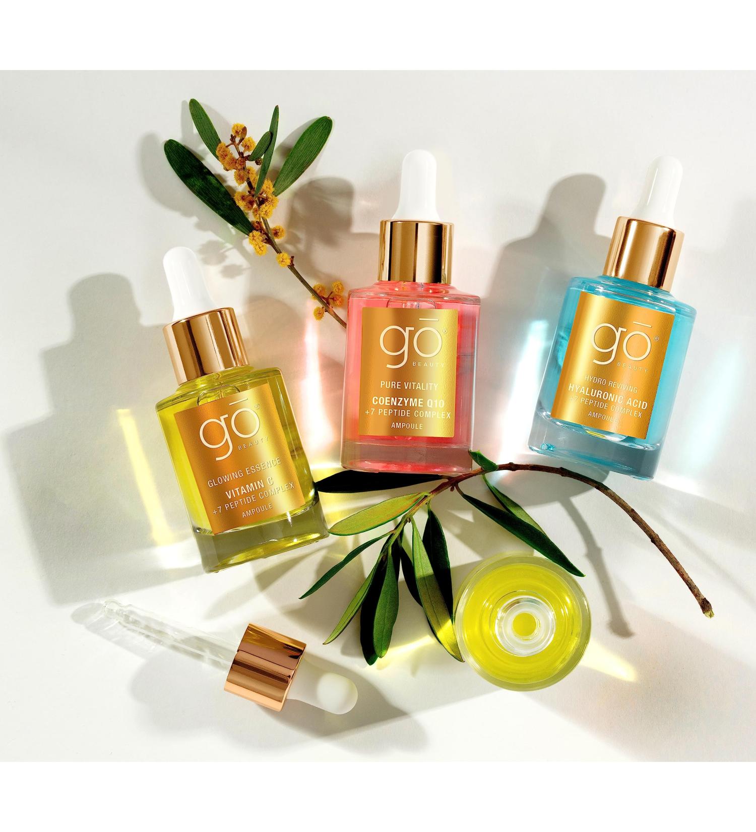 Go Beauty 3-Step Treatment Regimen Bundle - 1fl oz Vitamin C Serum for Boosting Collagen & Elasticity 1 oz COQ 10 Serum for Energized Skin & 1 oz Hyaluronic Acid Serum for Dry & Dull Skin - Buy Online on GoSupps.com