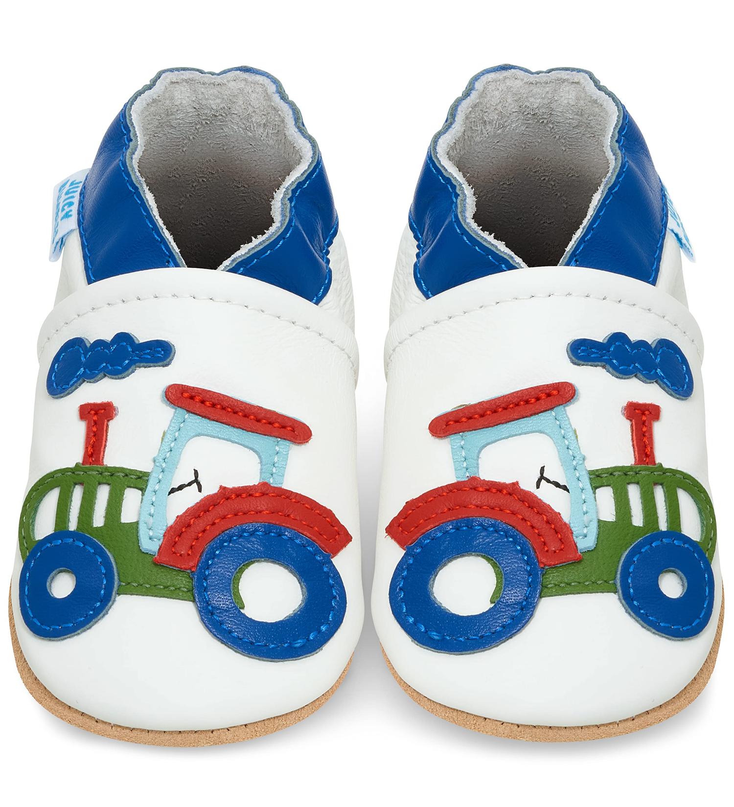 Soft Sole Leather Baby Shoes for Boys and Girls | Toddler Shoes for Baby's First Steps | Size 0-6 Months | Tractor Design - Buy Online on GoSupps.com