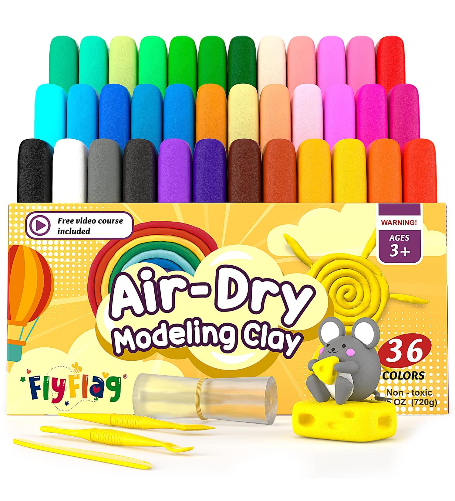 36 Colors Air Dry Clay Kit for Kids with Tools, Tutorials - Soft & Ultra Light Modeling Clay Set - Buy Online on GoSupps.com