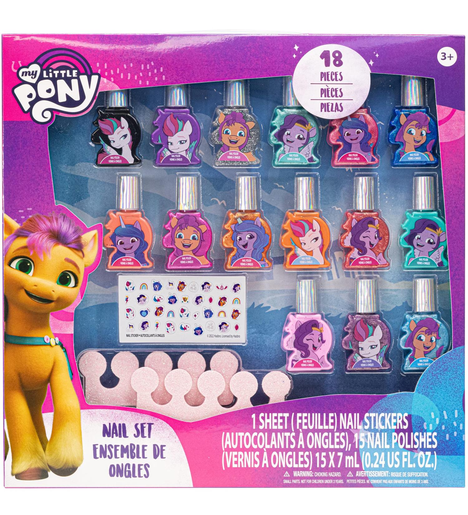 Townley Girl My Little Pony Peel-Off Nail Polish Set for Girls - Non-Toxic, Water Based, Glittery & Opaque Colors with Toe Spacers & Stickers - Buy Online on GoSupps.com