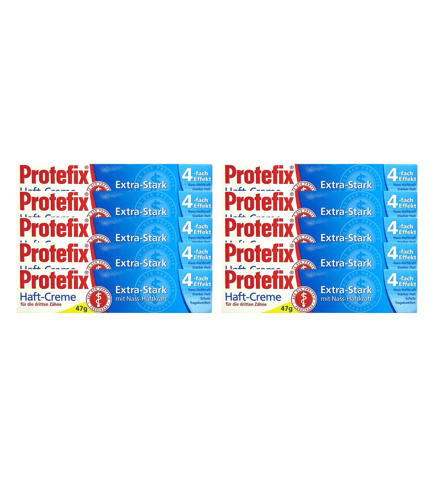 10x PROTEFIX adhesive cream for the third teeth 47g Extra Strong with wet adhesive power
