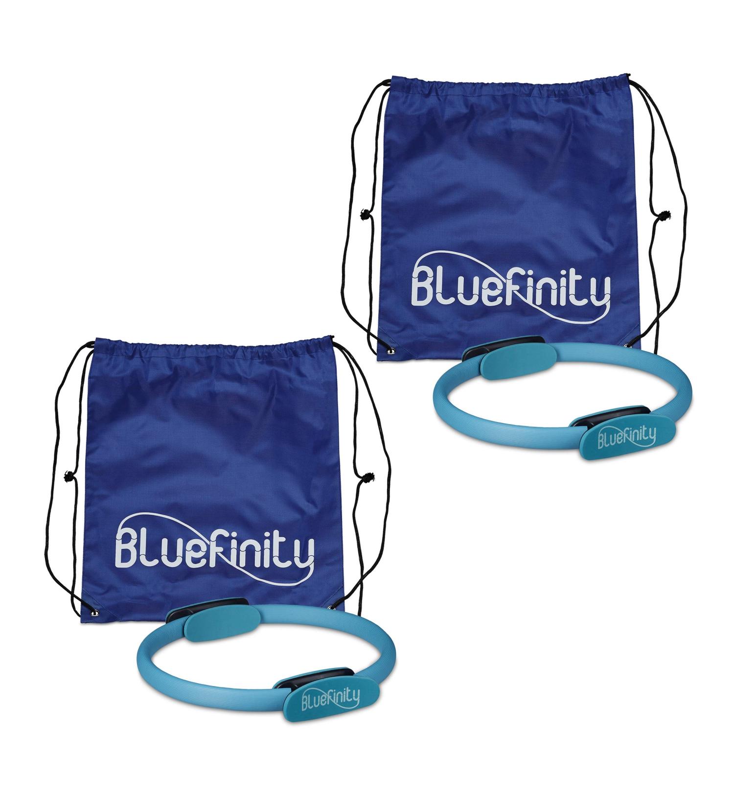 Bluefinity Pilates Ring - 2 Pack Double Handle Padded Yoga Circle 39 cm Fiberglass Foam Resistance Ring - Turquoise - Buy Online on GoSupps.com