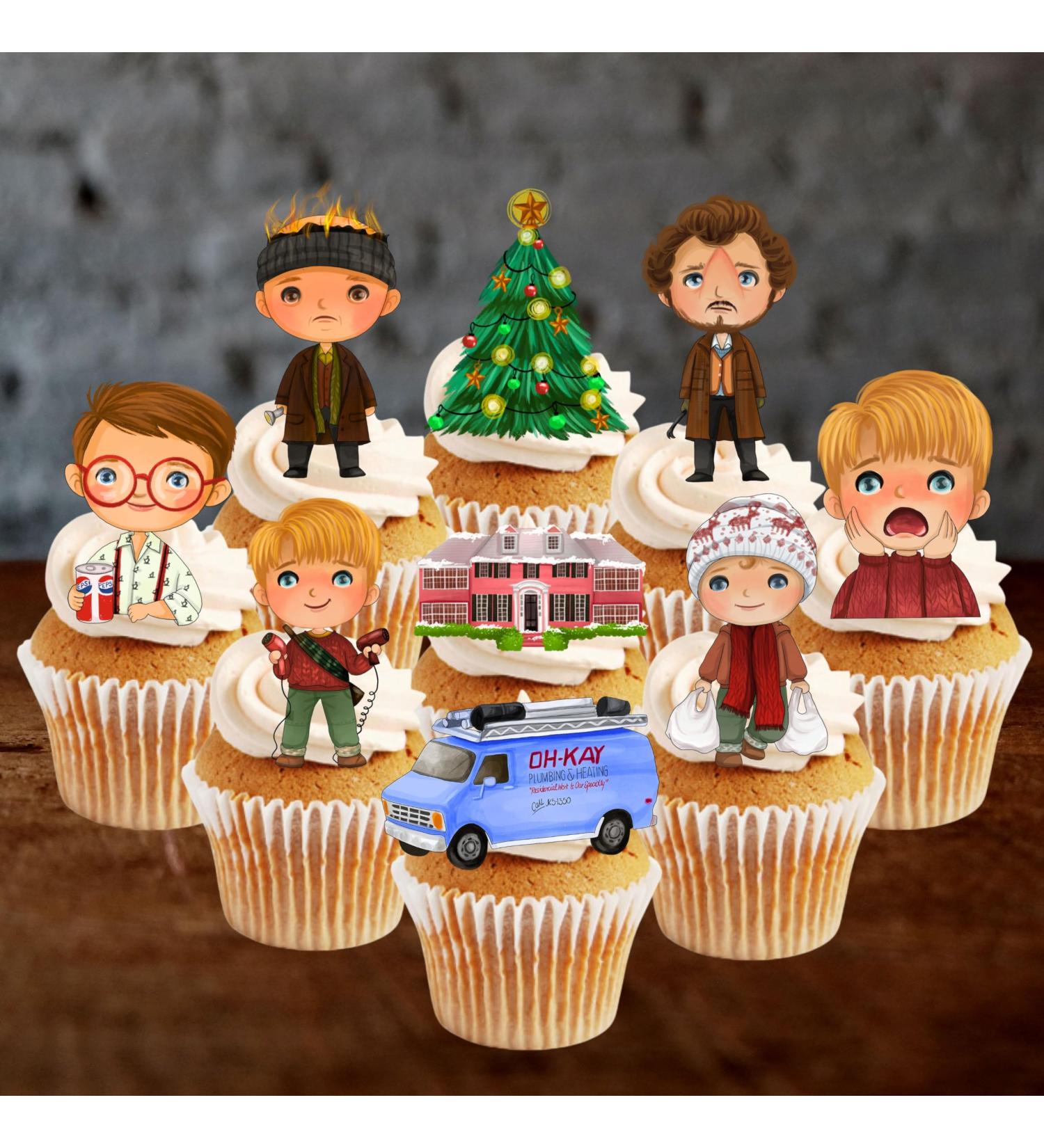 PRECUT Home Alone Cupcake Toppers Edible Christmas Cake Decorations Christmas Decorations Christmas Home Alone Cake Topper (12) - Buy Online on GoSupps.com