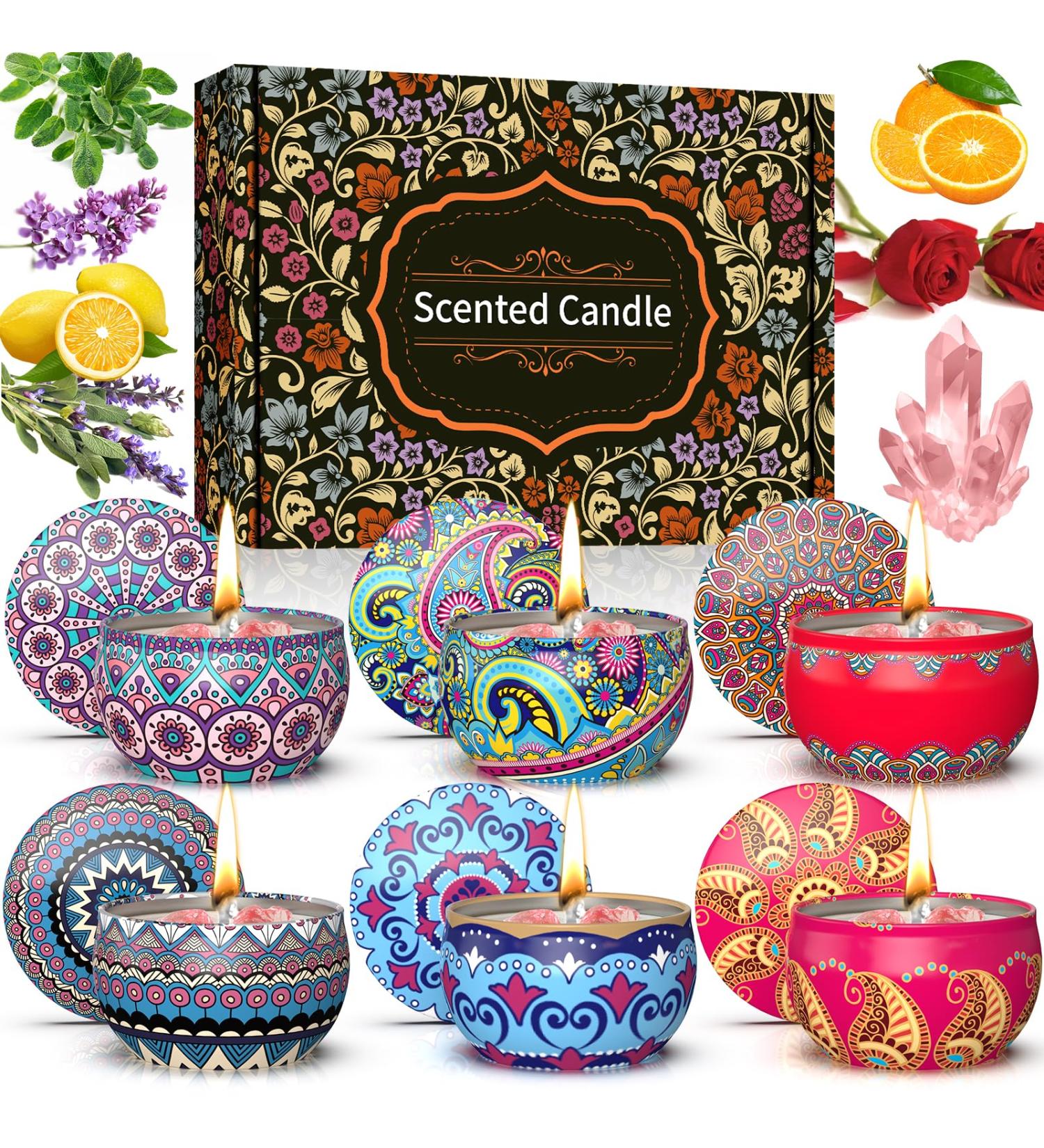 Deluxe 6-Pack Scented Candles Gift Set | Natural Soy Aromatherapy Candles for Home Yoga & Relaxation | Perfect Birthday Gifts for Women - Buy Online on GoSupps.com