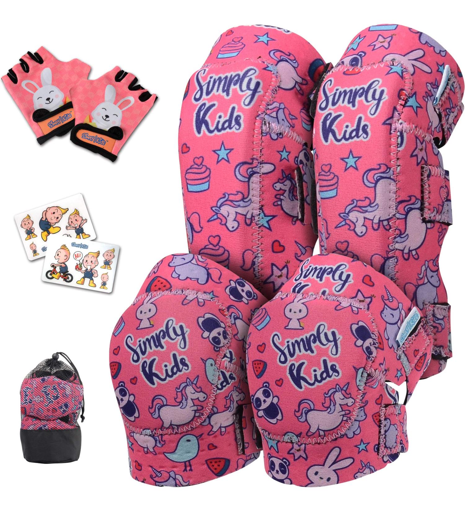 Kids Knee and Elbow Pads with Bike Gloves - Unicorn Small | Toddler Protective Gear Set for Roller-Skating, Skateboarding - Boys Girls 2-11 - Buy Online on GoSupps.com