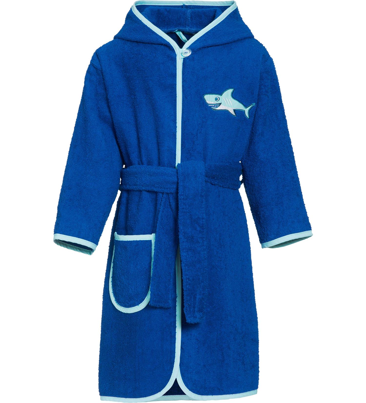 Playshoes Unisex Children's Shark Terry Cloth Bathrobe | Kids Dressing Gown 146-152 - Soft & Cozy for Bath Time - Buy Online on GoSupps.com