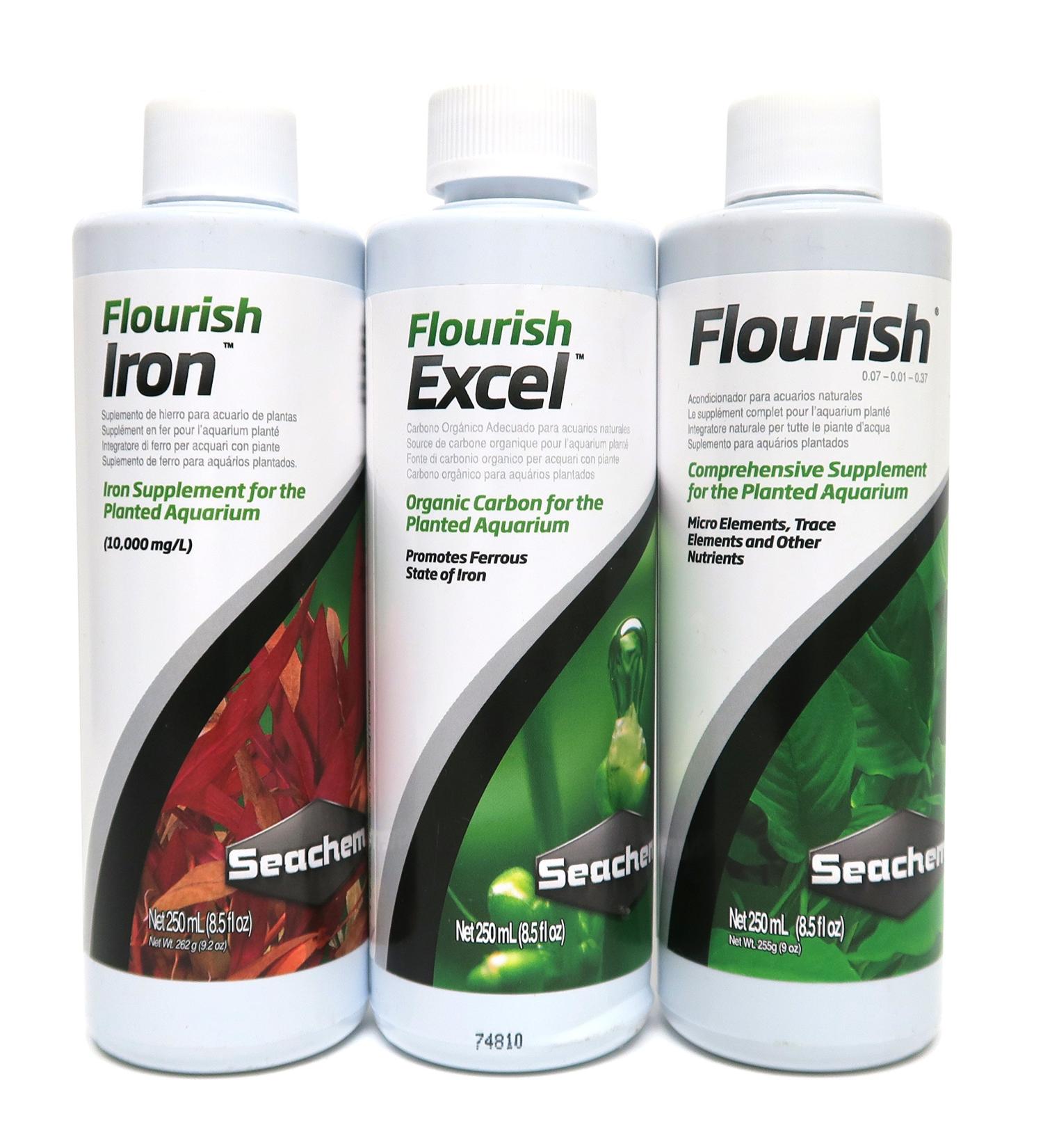 Seachem Aquarium Water Treatment Pack - Flourish Flourish Excel & Flourish Iron (250ml Each) - Buy Online on GoSupps.com