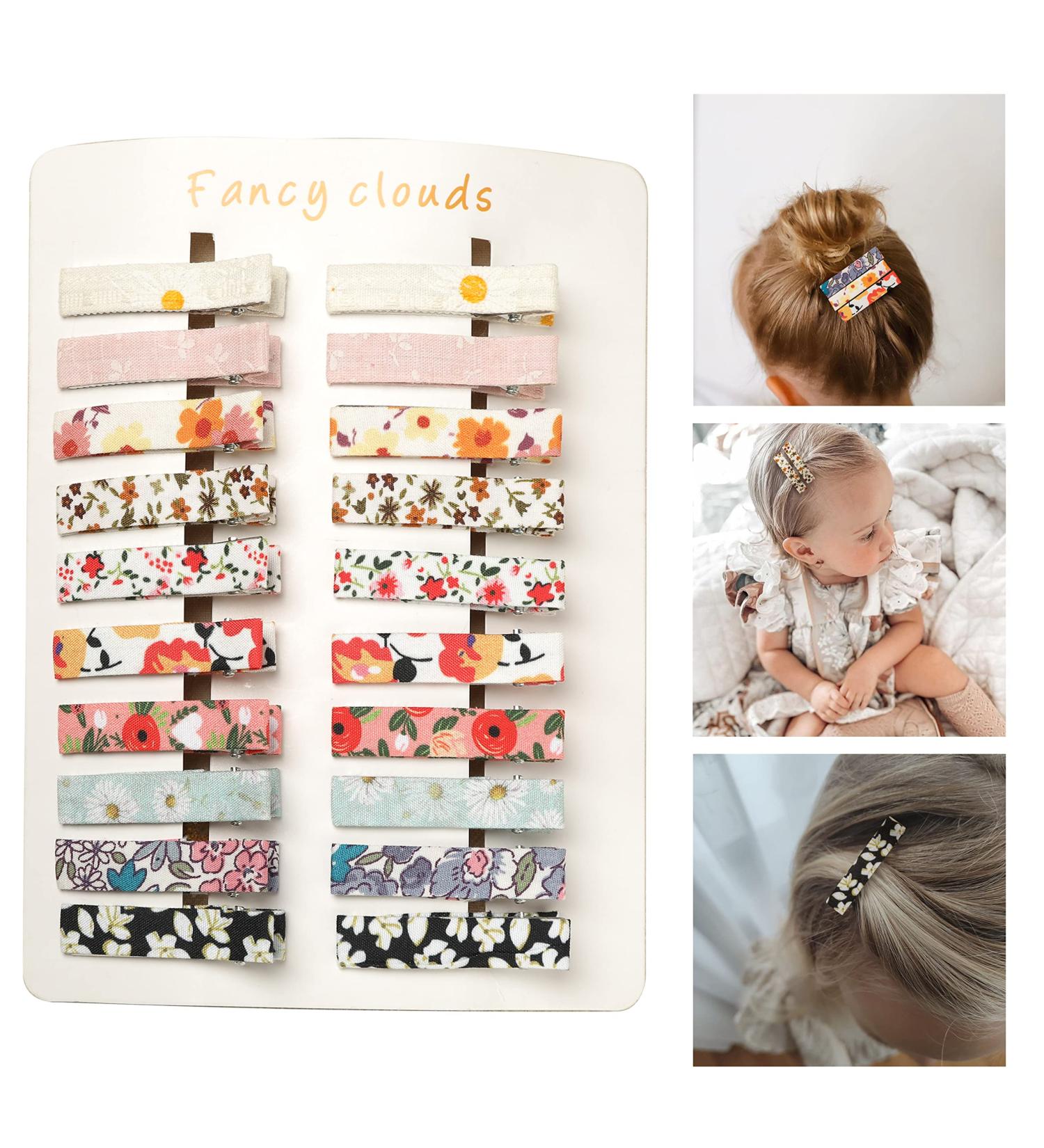20Pcs Flower Fabric Hair Clips for Girls & Women - Handmade Barrettes by Fancy Clouds - Buy Online on GoSupps.com