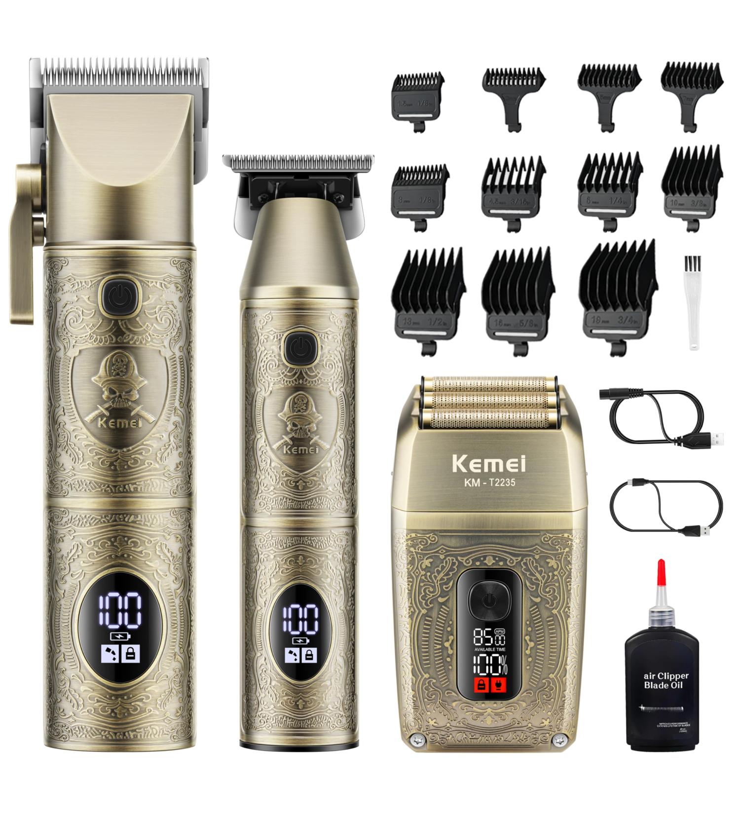 Buy Kemei Professional Hair Clippers & Beard Trimmer - 3 in 1 Electric Shaver Kit for Men | LCD Display | Perfect Gift Set - Buy Online on GoSupps.com