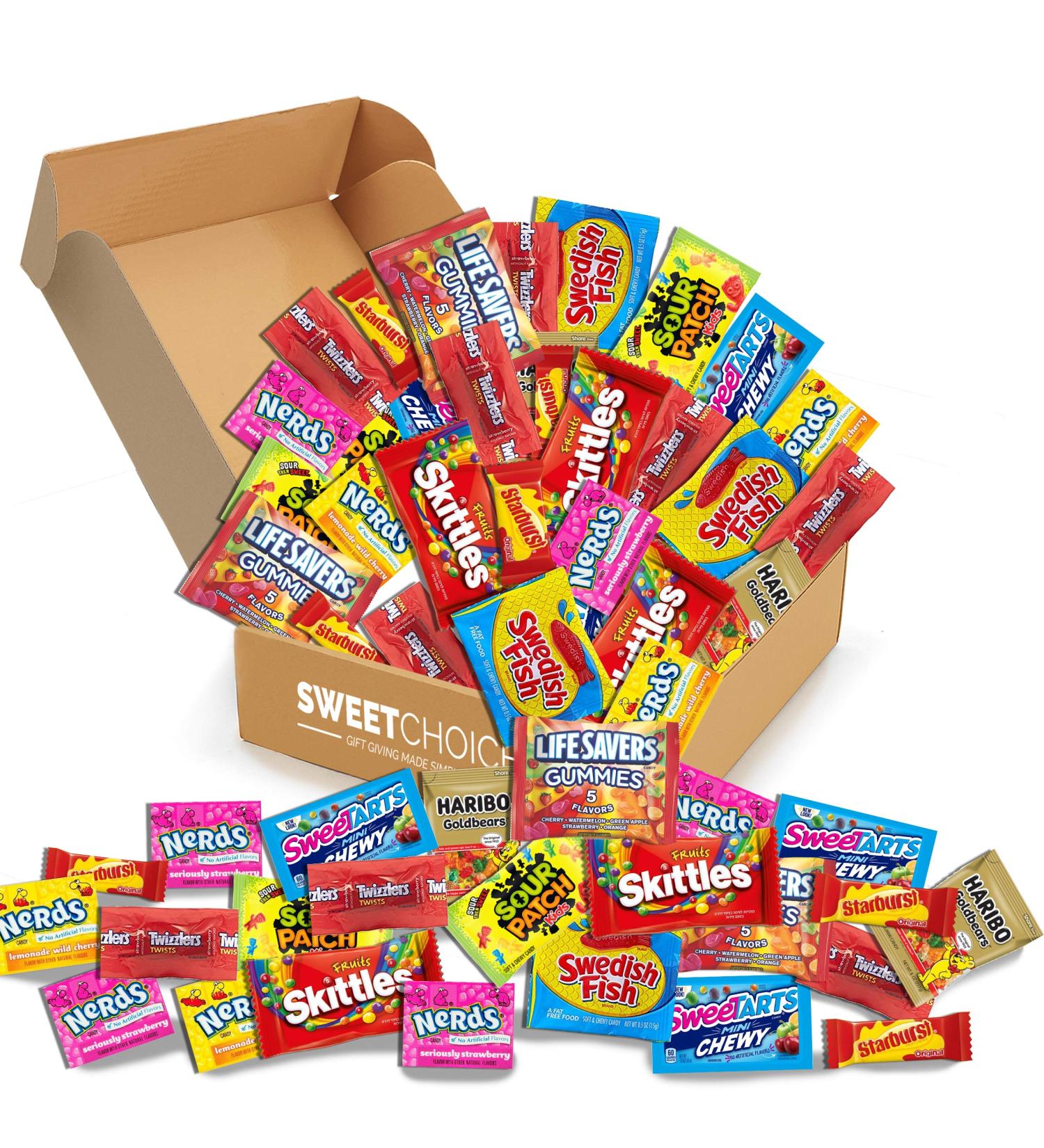Assorted Fruit Candy Mix - Starburst, Skittles, Swedish Fish, SweetTarts, Nerds, Sour Patch Kids, Haribo Gold-Bears, Twizzlers - 2lb Snack Pack for Easter, Halloween, Christmas, Valentine's Day, Mother's Day - Buy Online on GoSupps.com