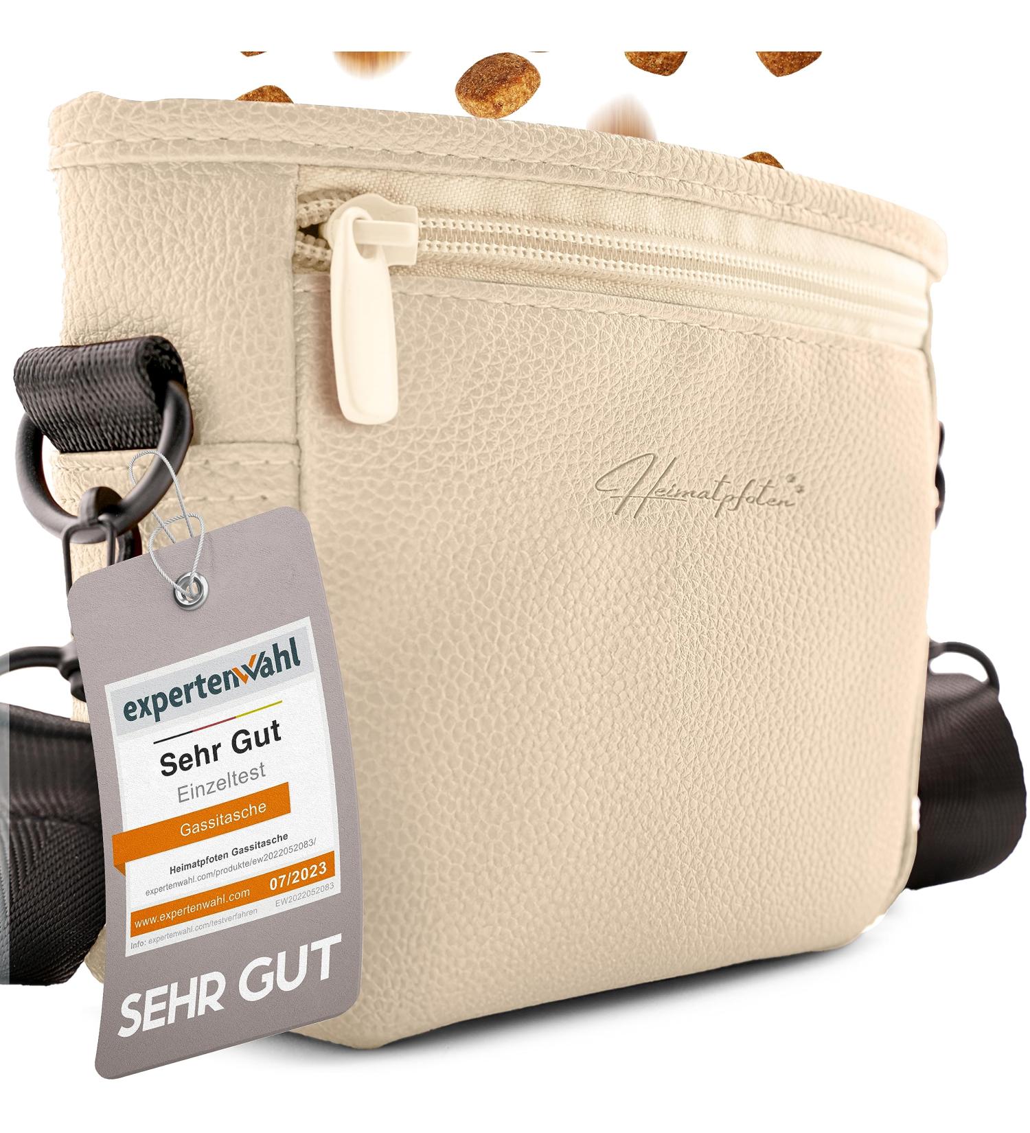 Heimatpfoten Dog Food Bag - Stylish Imitation Leather Walking Bag with Magnetic Closure | S Caramel - Perfect Dog Treat Holder for Travel - Buy Online on GoSupps.com