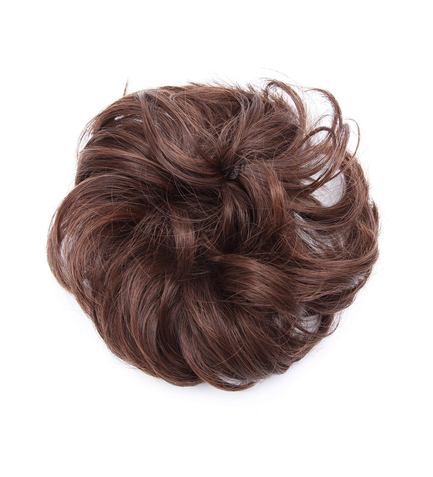 Scrunchie Bun Short Messy Hair Updo Hairpiece - Dark Brown & Auburn 35g - Buy Online on GoSupps.com