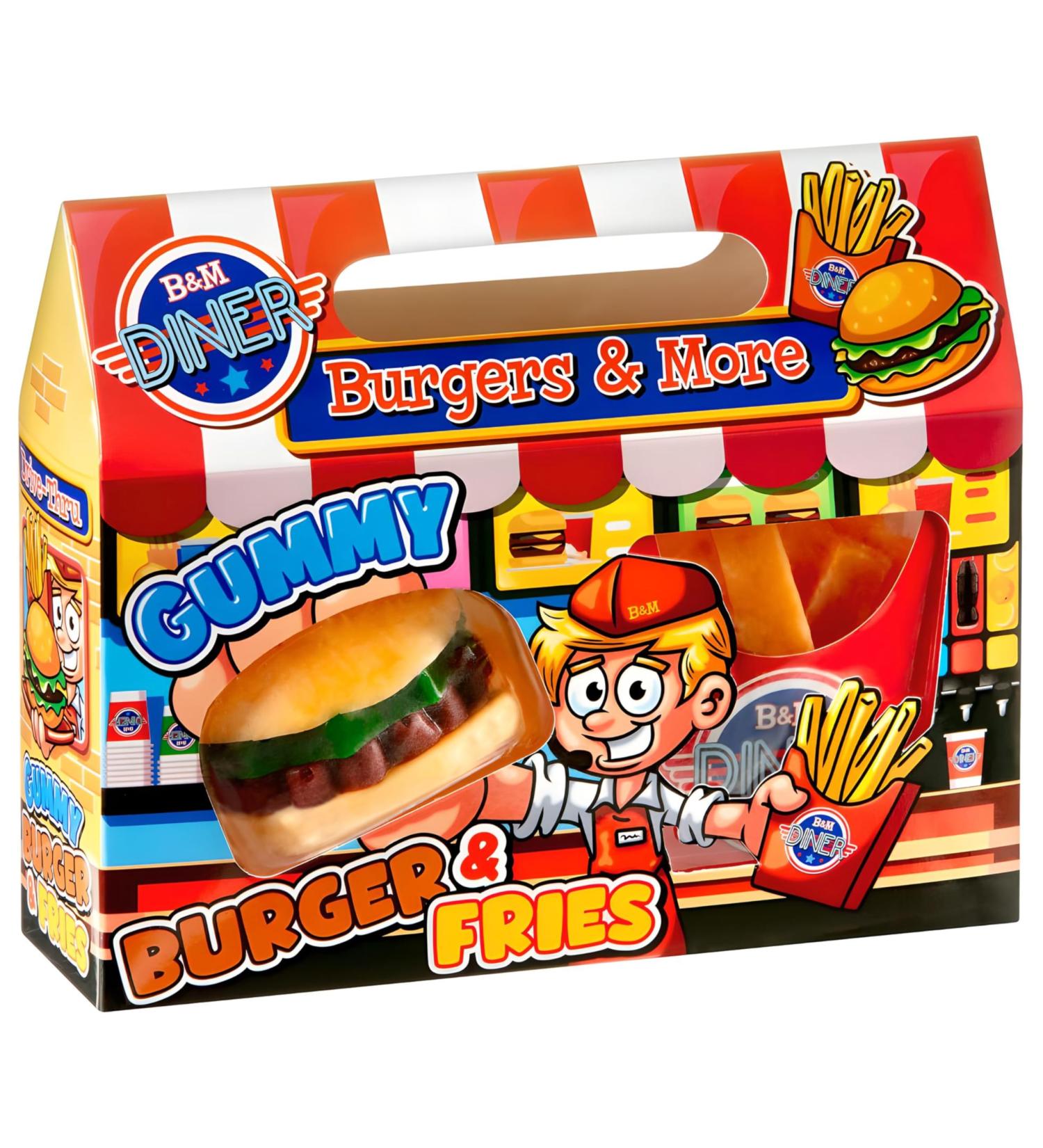 Diner Giant Gummy Burger & Fries 130g Sweet Jelly Candy Squishy Xmas Treats Delights - Buy Online on GoSupps.com
