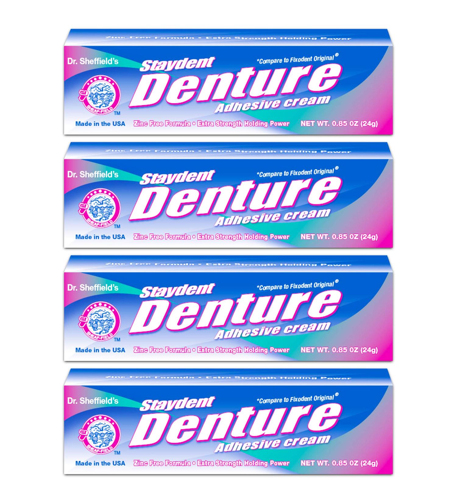 Staydent Denture Adhesive Cream, Dr. Sheffield's, 0.85 Oz. (Pack of 4) by Sheffield Pharmaceuticals