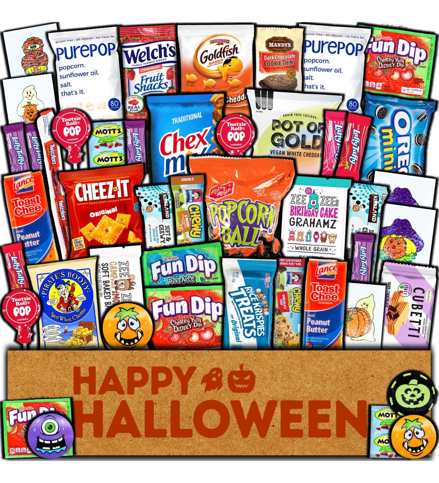 Halloween Candy Care Package Gift - 45ct Snacks Box Basket for Kids, Adults, Boys, Girls - Variety Pack Sampler - Perfect for College Students - 1 Count - Buy Online on GoSupps.com