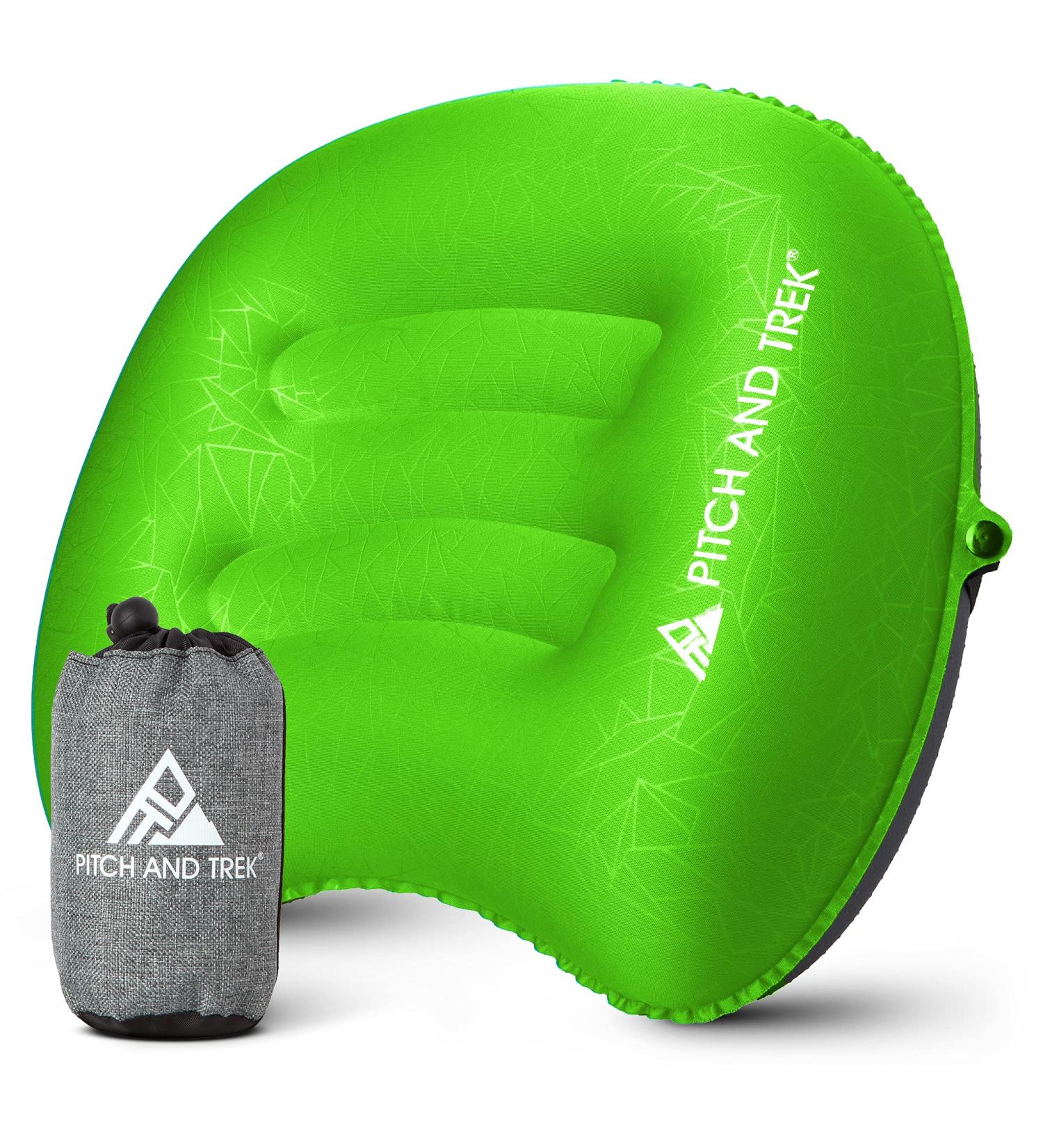 Pitch and Trek Ultralight Inflatable Camping Pillow with Removable Cover for Neck and Lumbar Support - Compact & Portable Compressible Pillow for Hiking, Beach, Hammock & Backpacking Gear (Green) - Buy Online on GoSupps.com